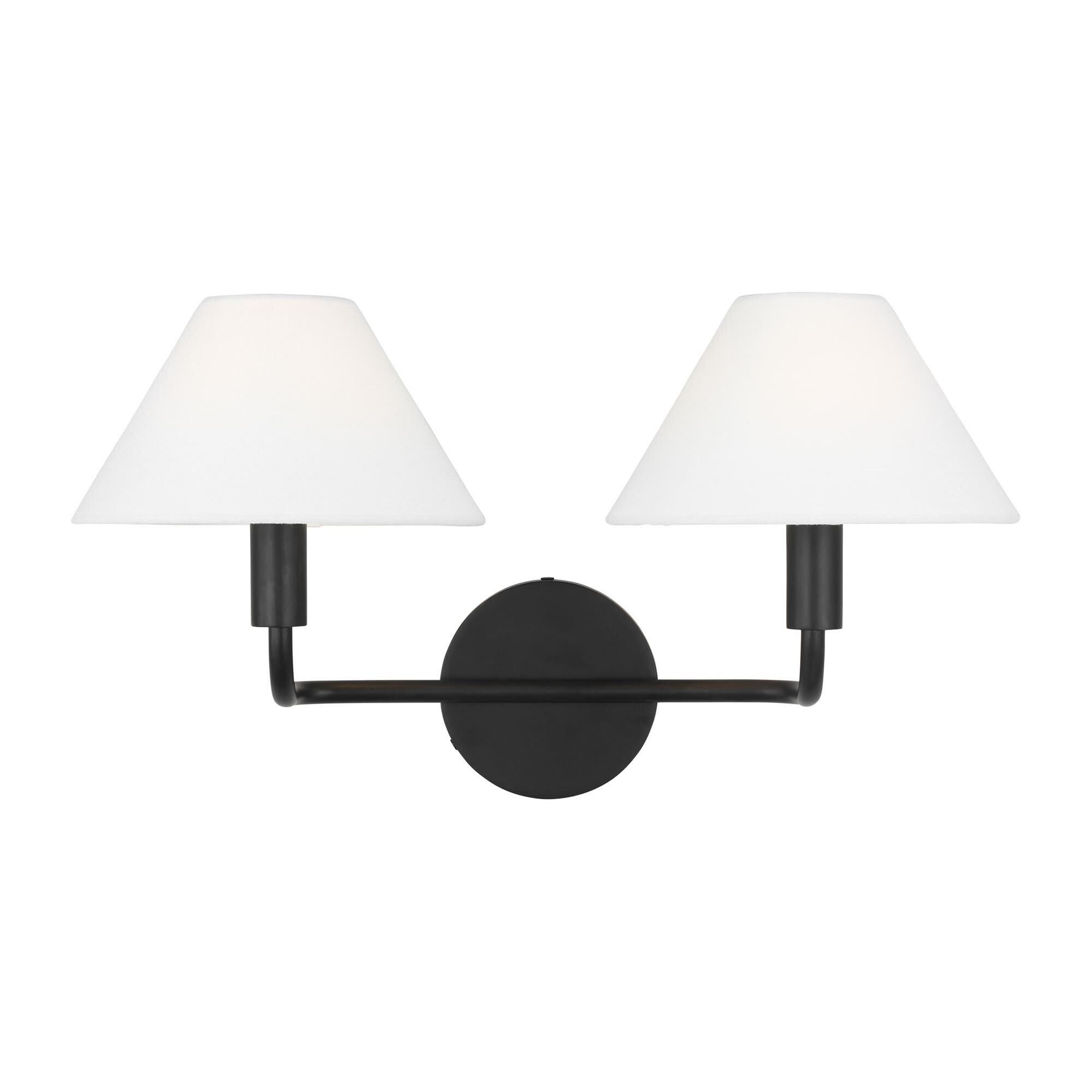 Shown in Aged Iron finish and White Linen shade