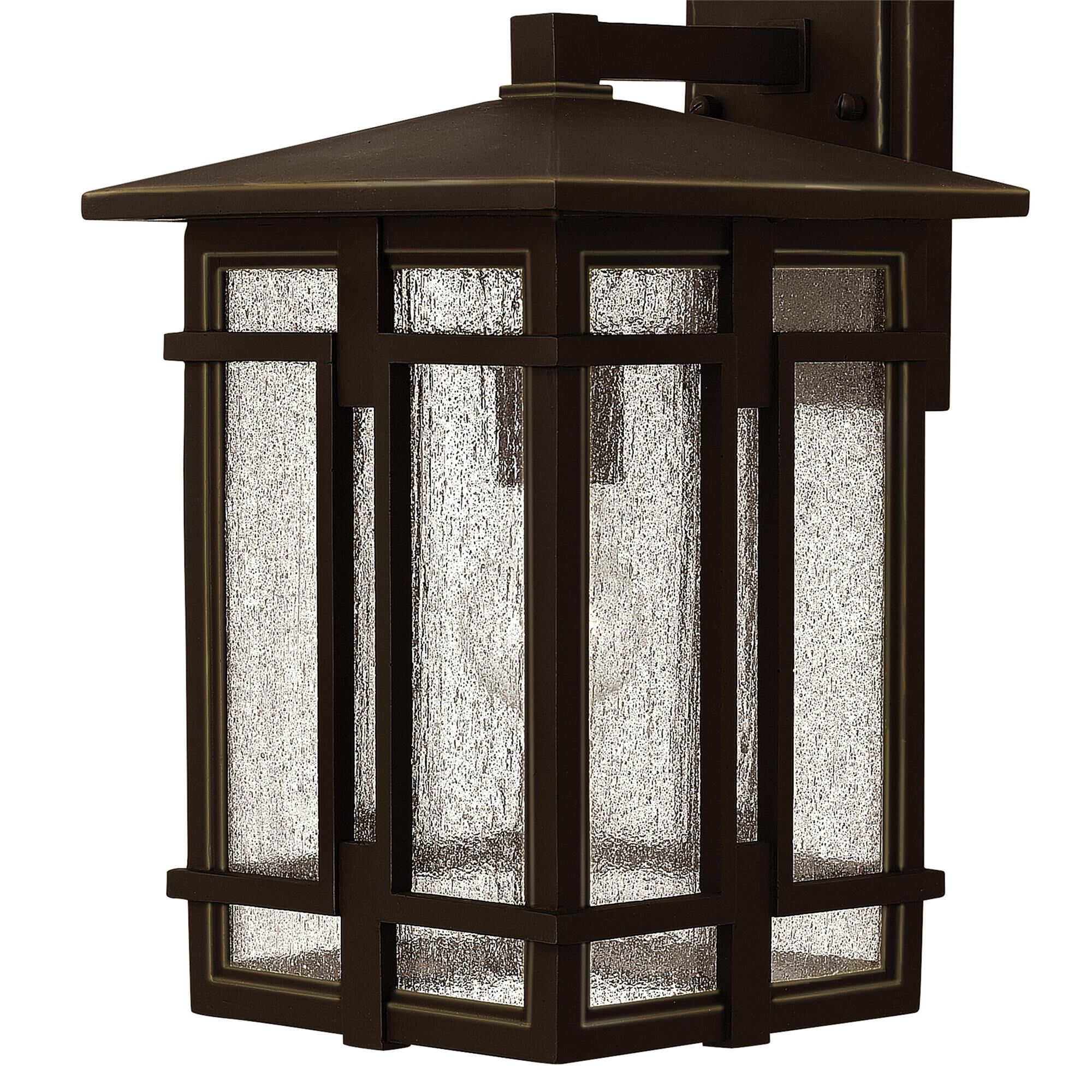 Shown in Oil Rubbed Bronze finish and Clear Seedy glass