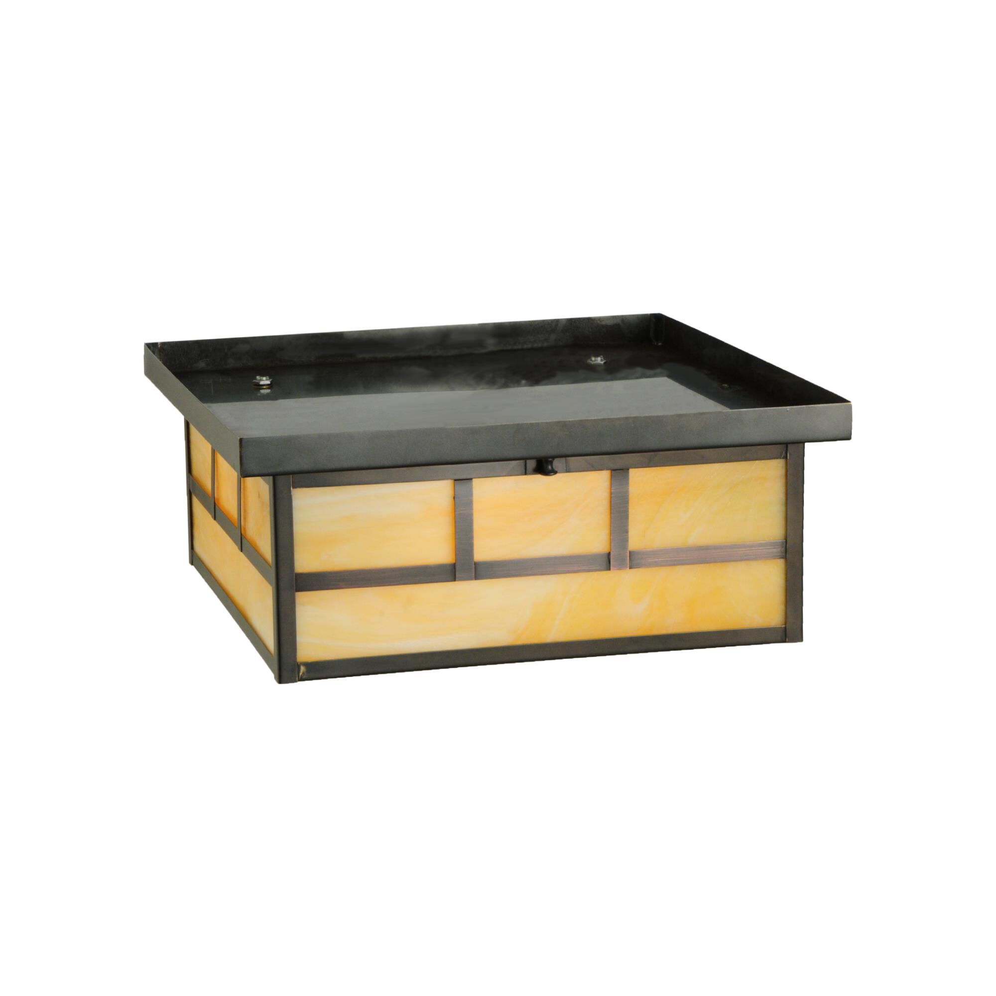 Shown in Craftsman Brown Finish finish and Beige glass