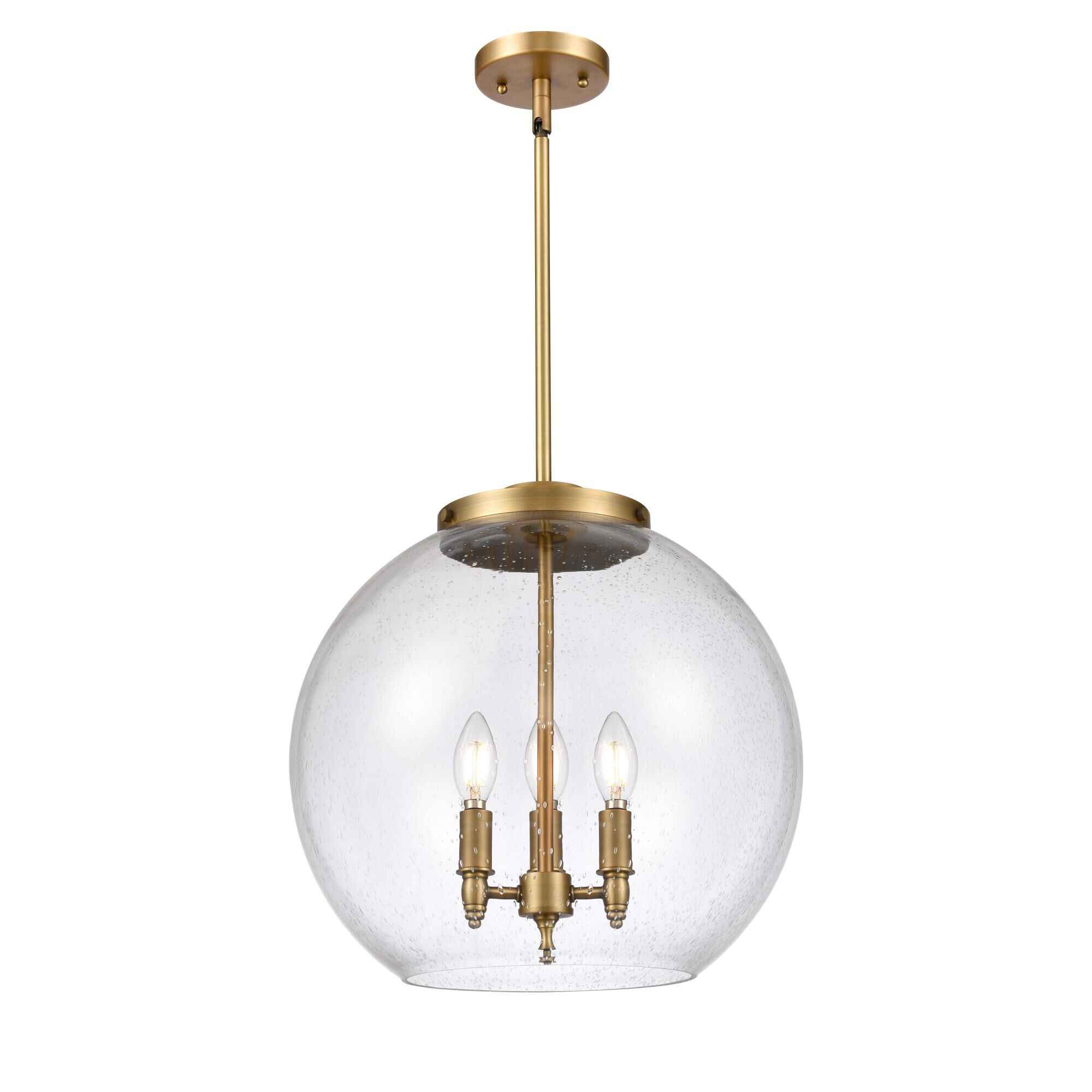 Shown in Brushed Brass finish and Seedy Large Athens glass