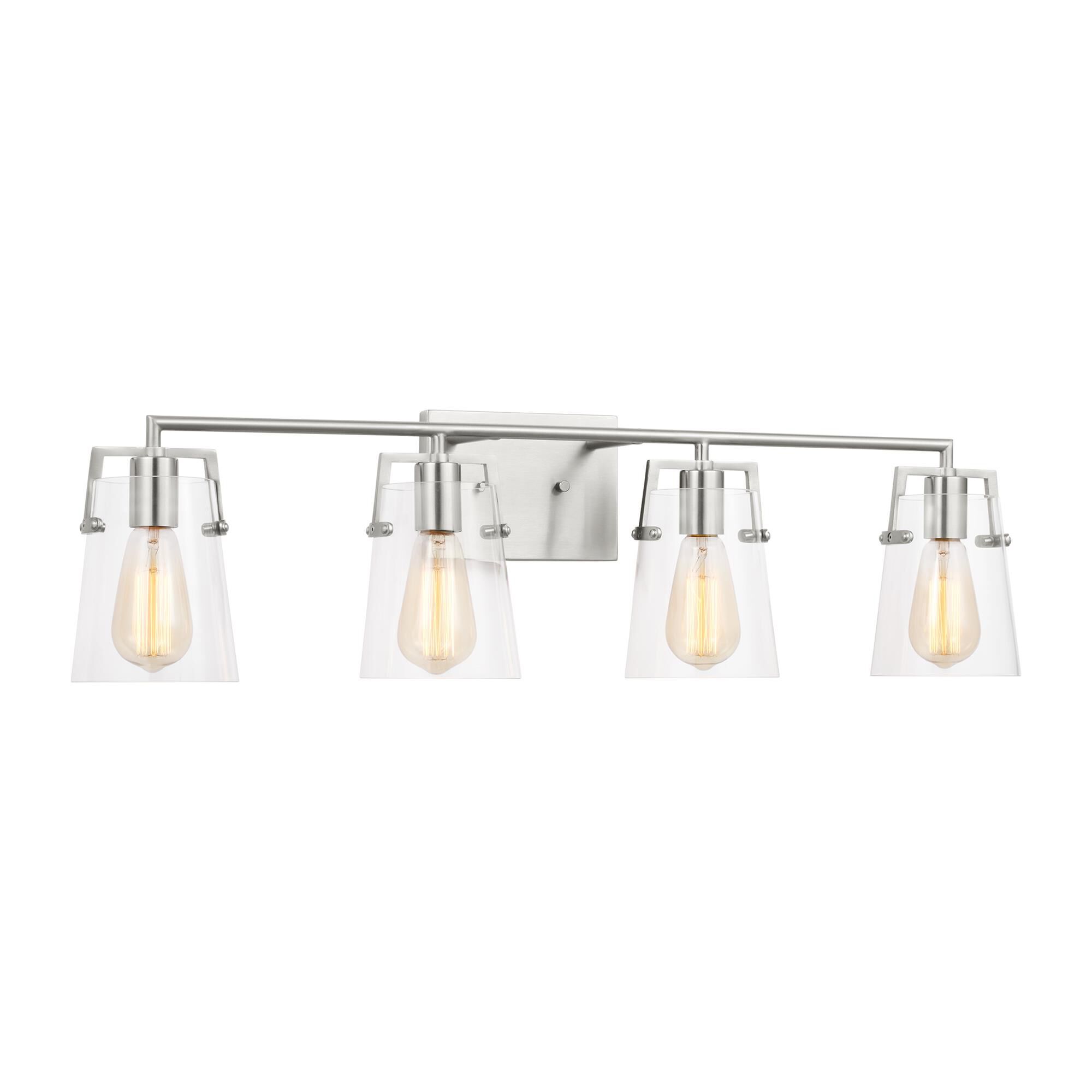 Shown in Brushed Steel finish and Clear Glass s shade