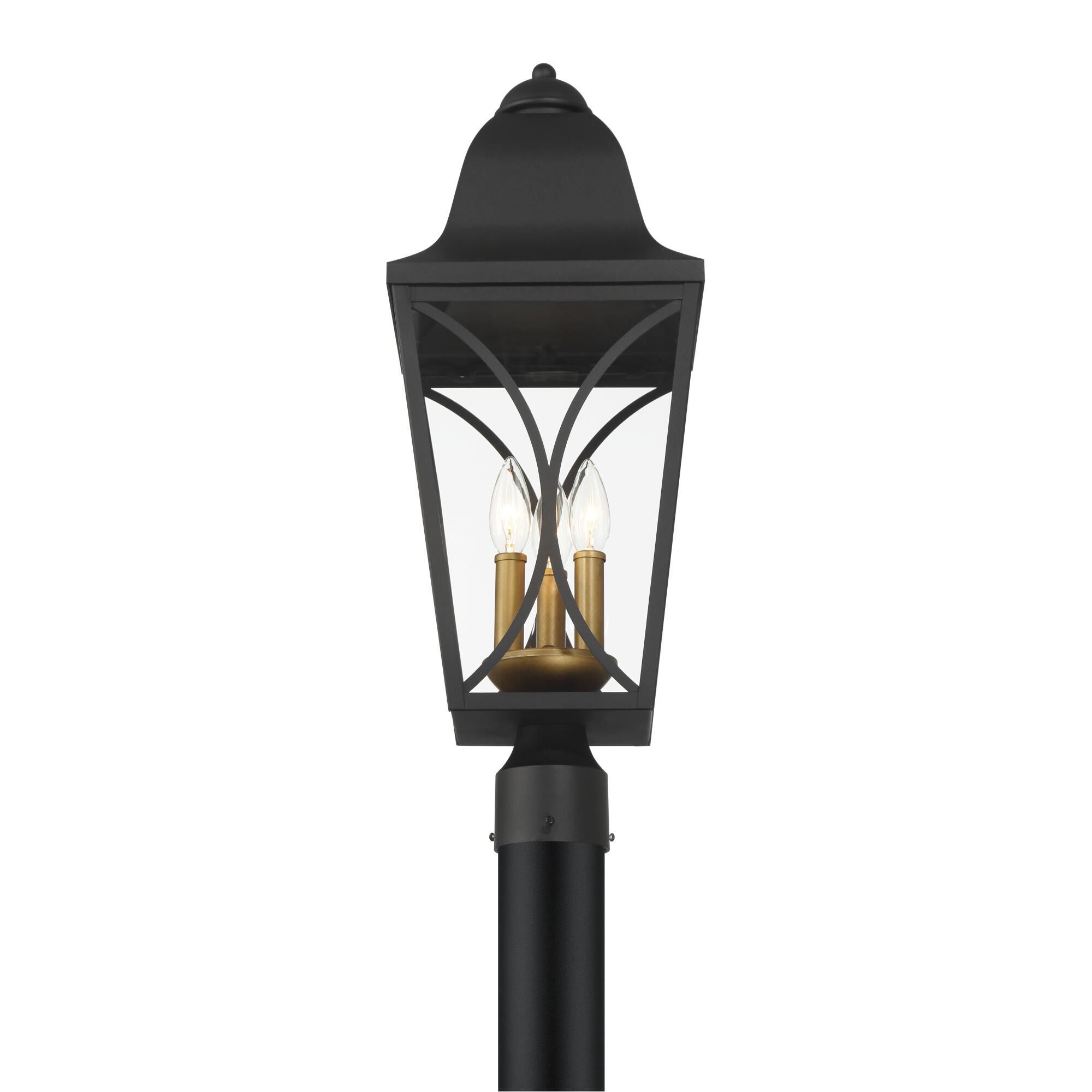 Shown in Sand Coal Black and Olden Brass finish and Clear glass