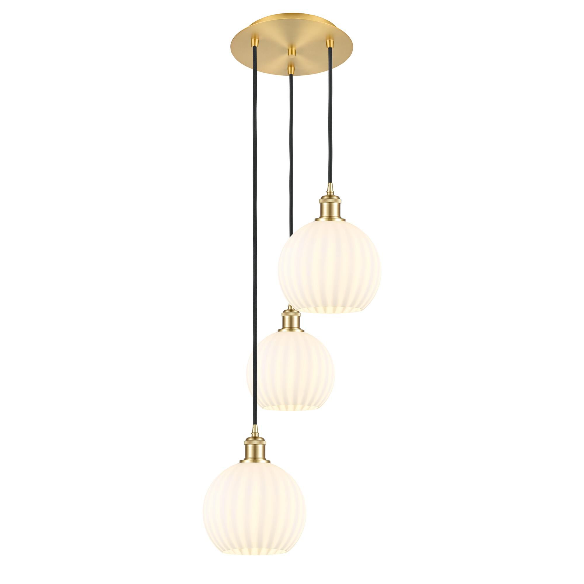 Shown in Satin Gold finish and White Venetian glass