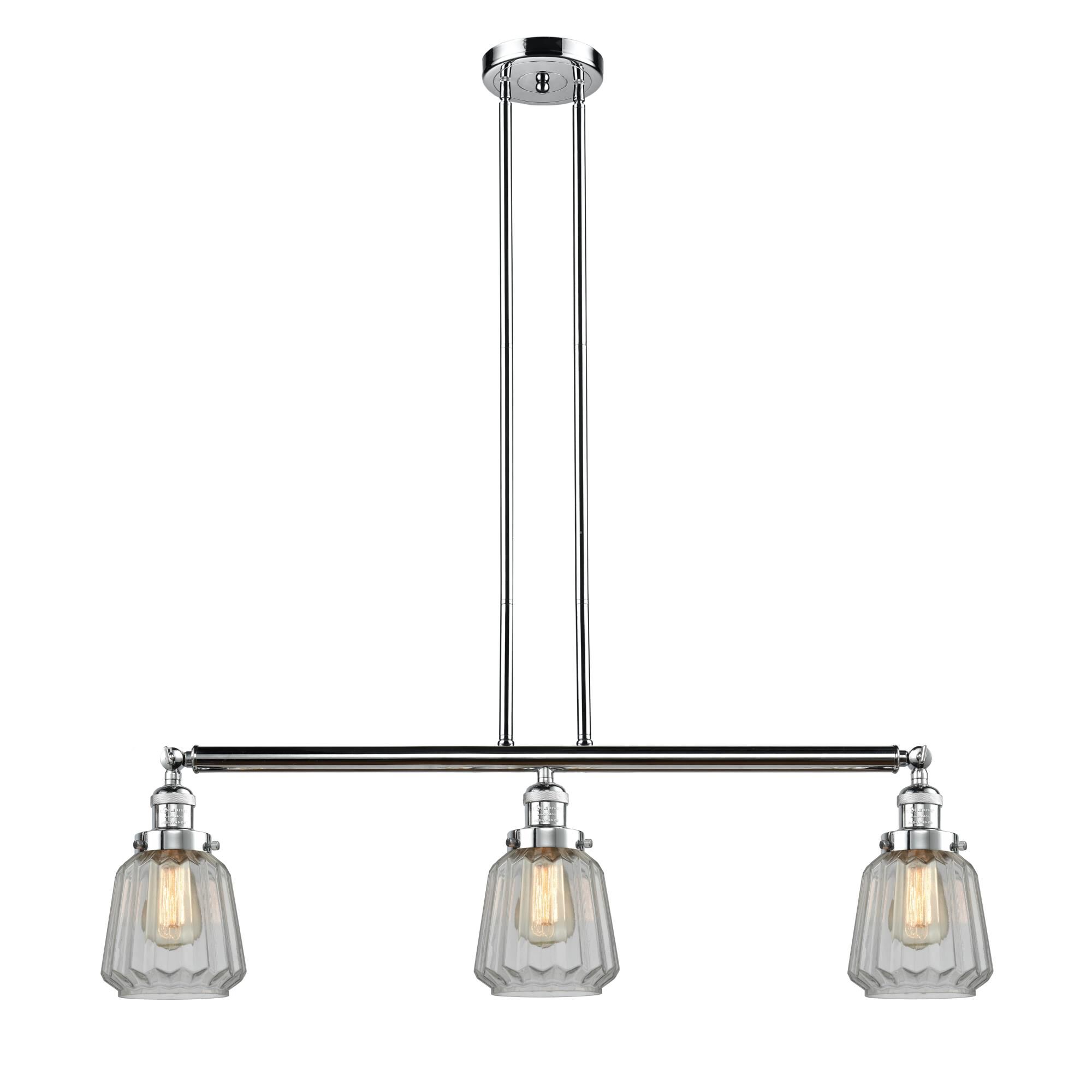 Shown in Polished Chrome finish and Clear Chatham glass