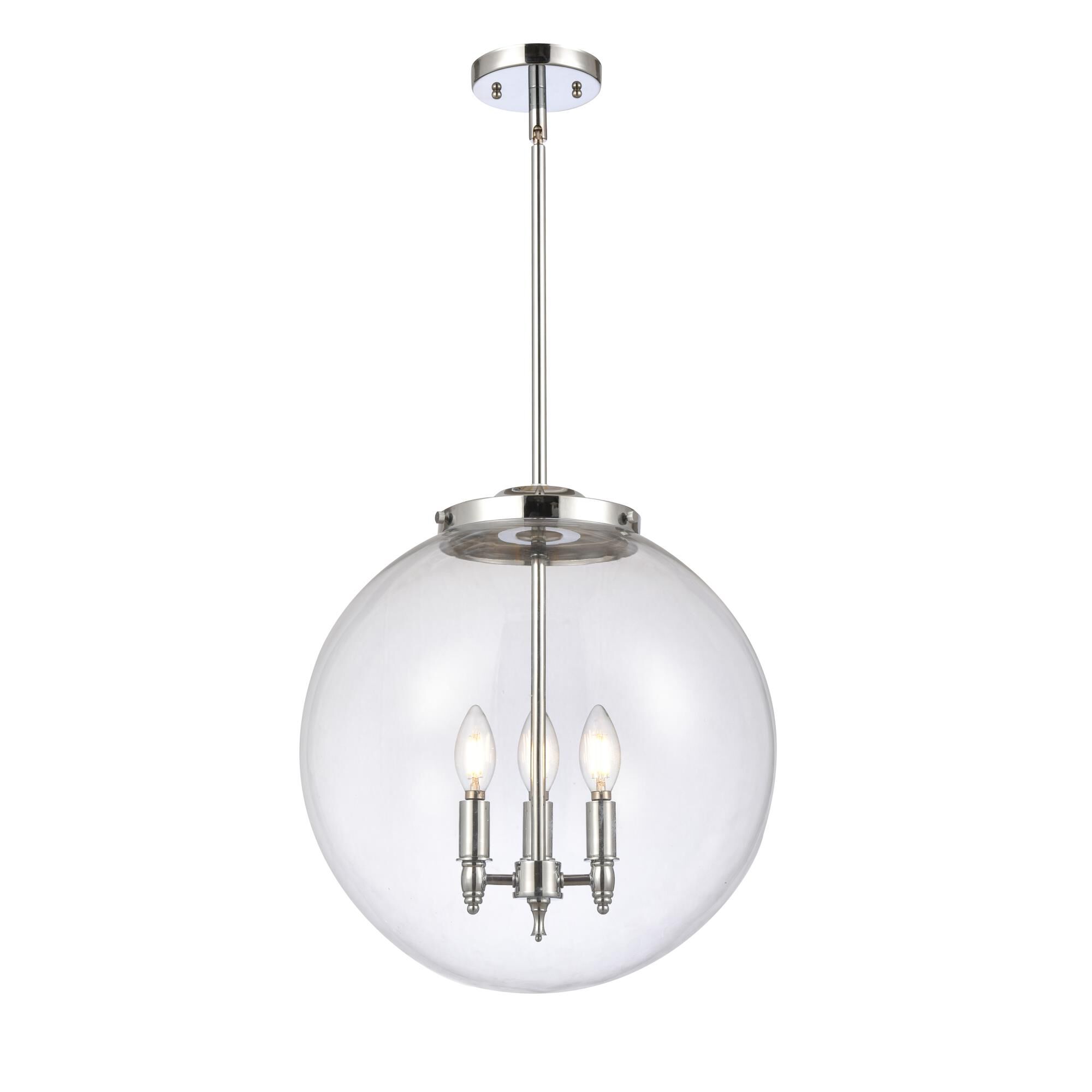 Shown in Polished Chrome finish and Clear Beacon glass