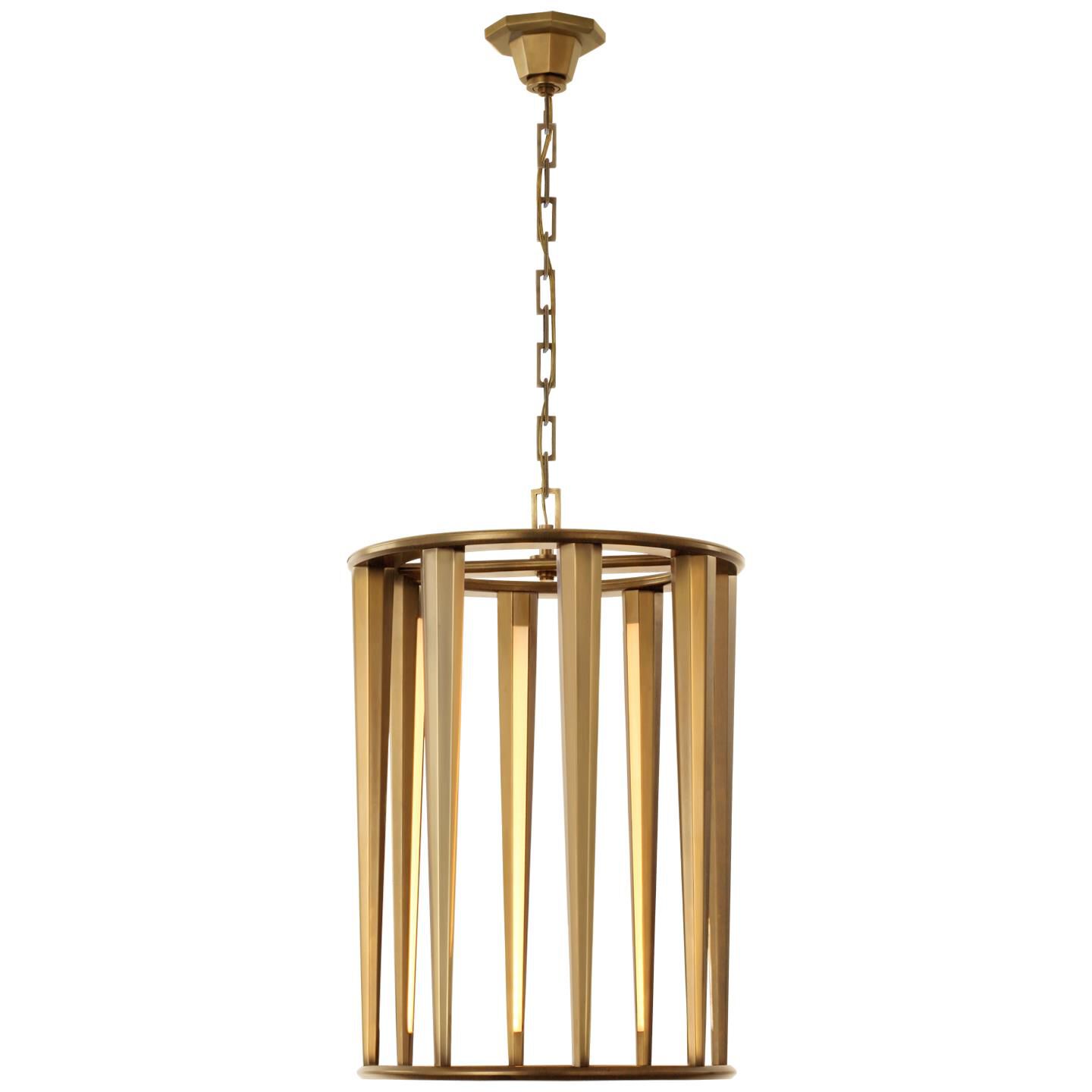 Shown in Hand-Rubbed Antique Brass finish and White Glass shade