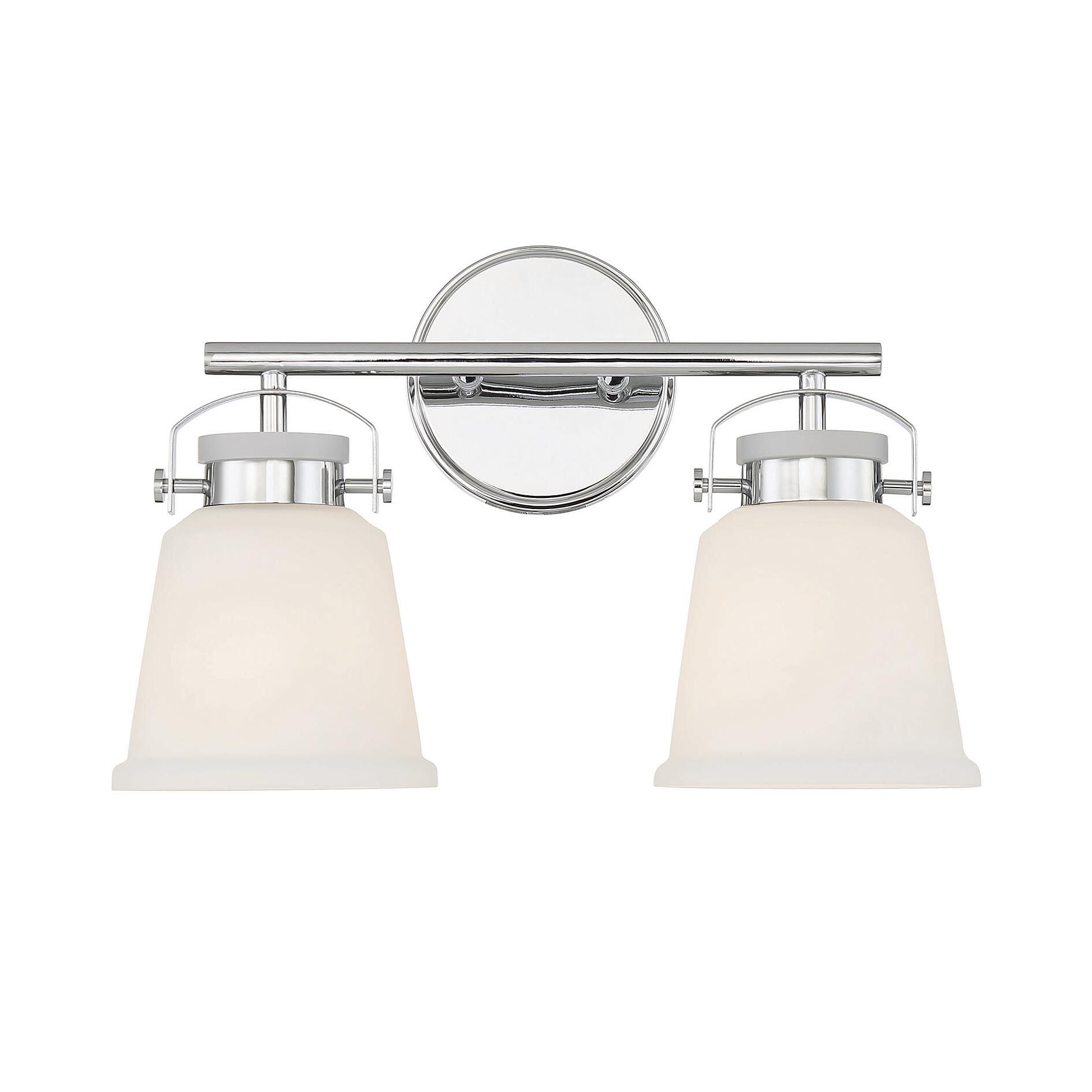 Shown in Polished Chrome finish and White Opal glass and Glass shade