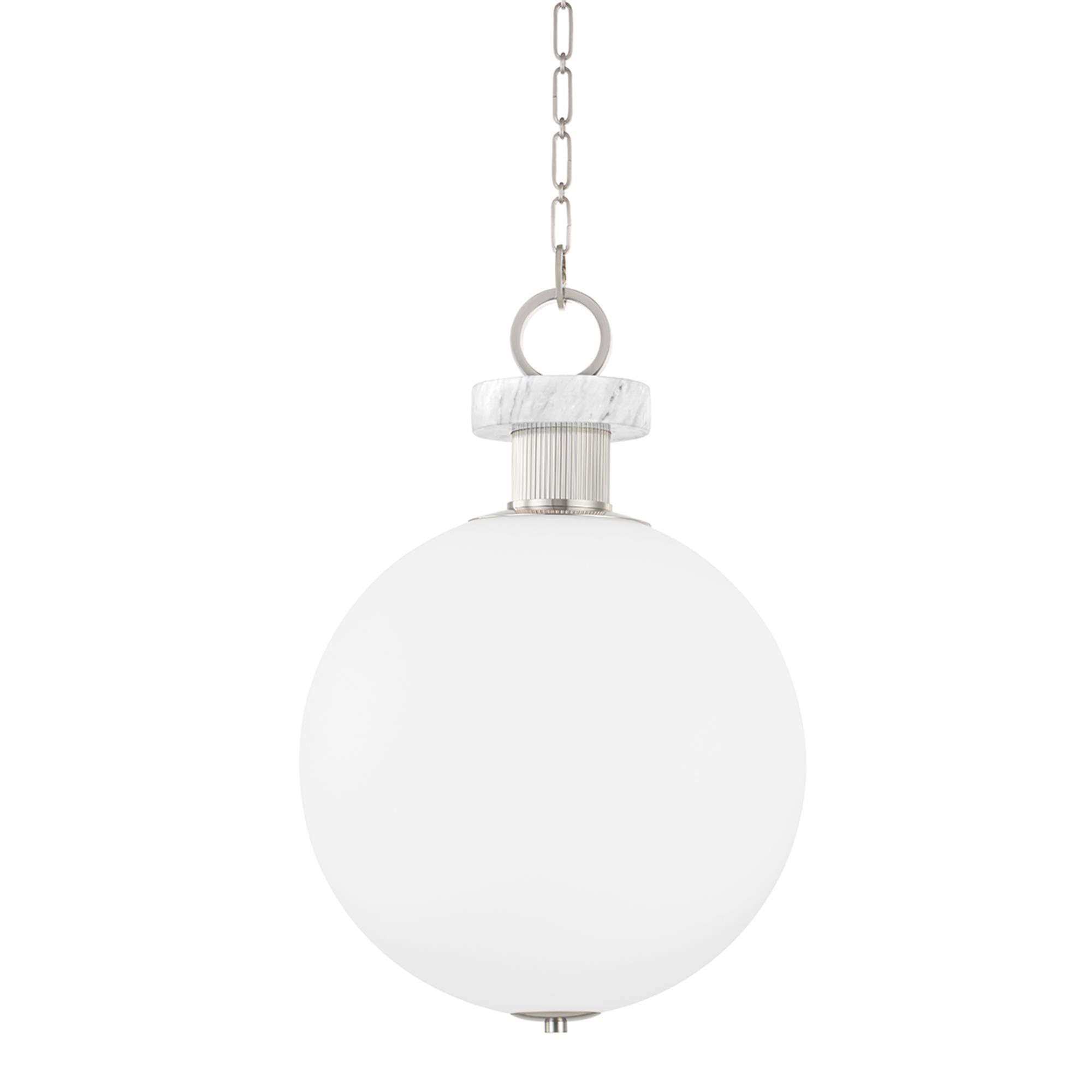 Shown in Burnished Nickel finish and Opal Matte glass