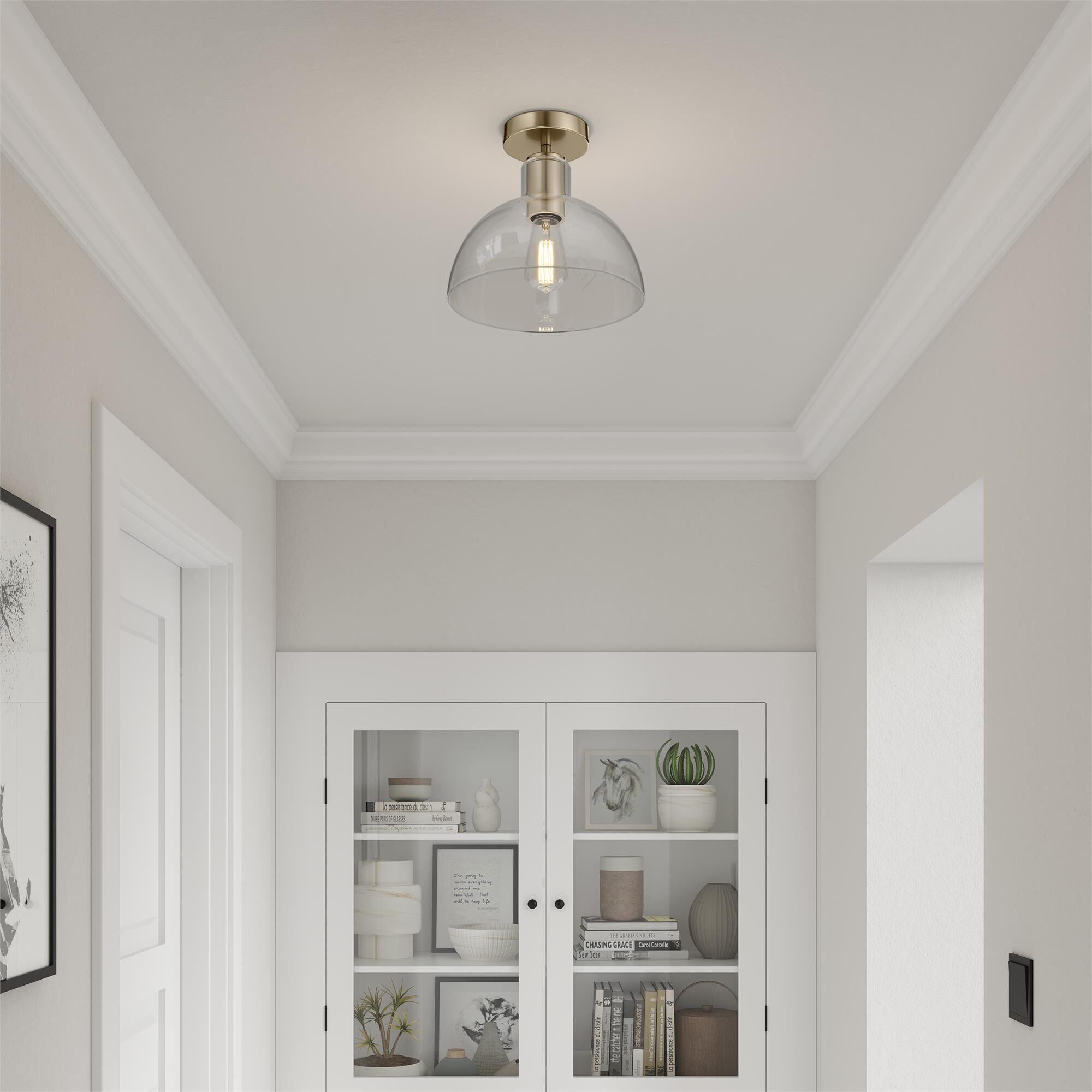 Shown in Modern Gold finish and Clear glass