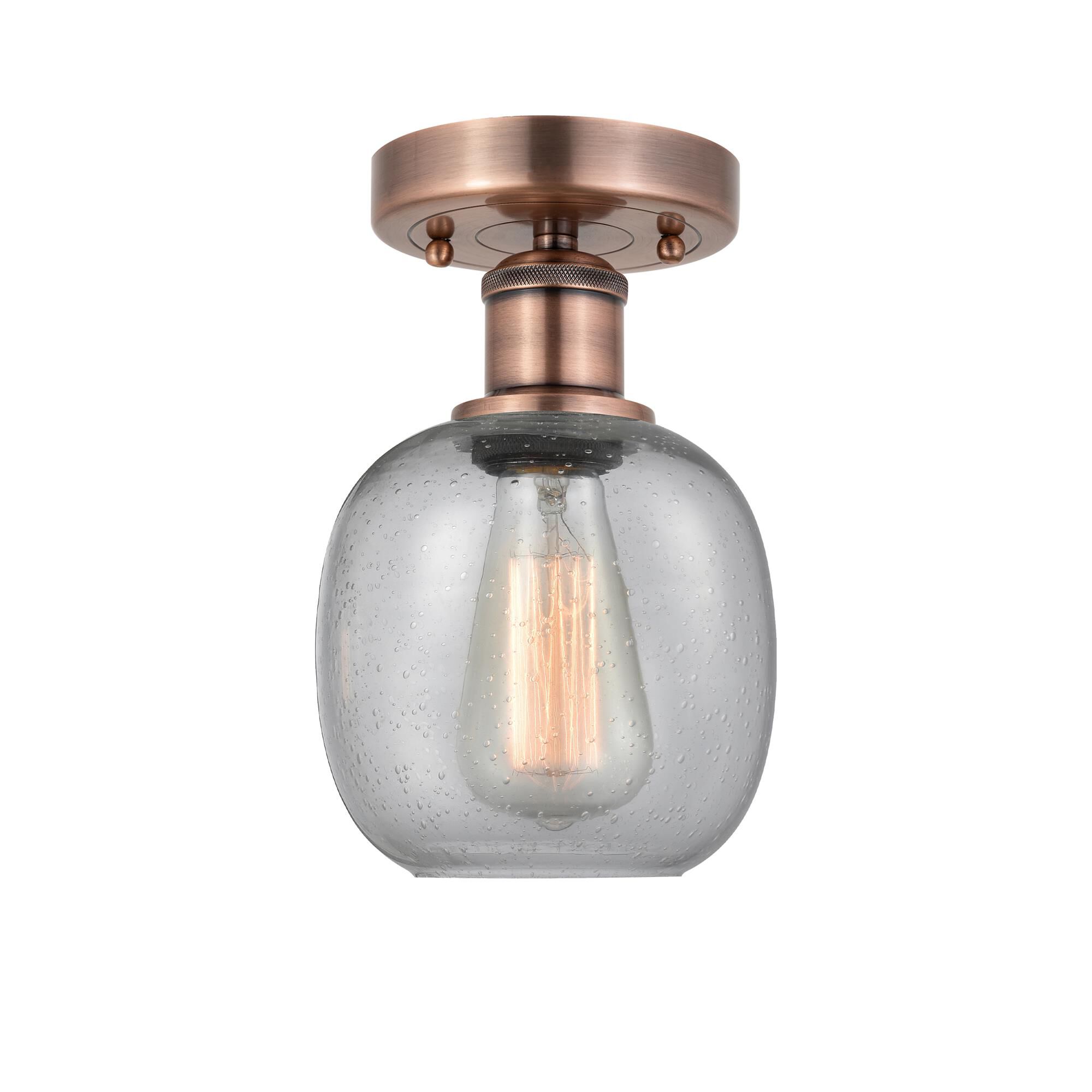 Shown in Antique Copper finish and Seedy glass