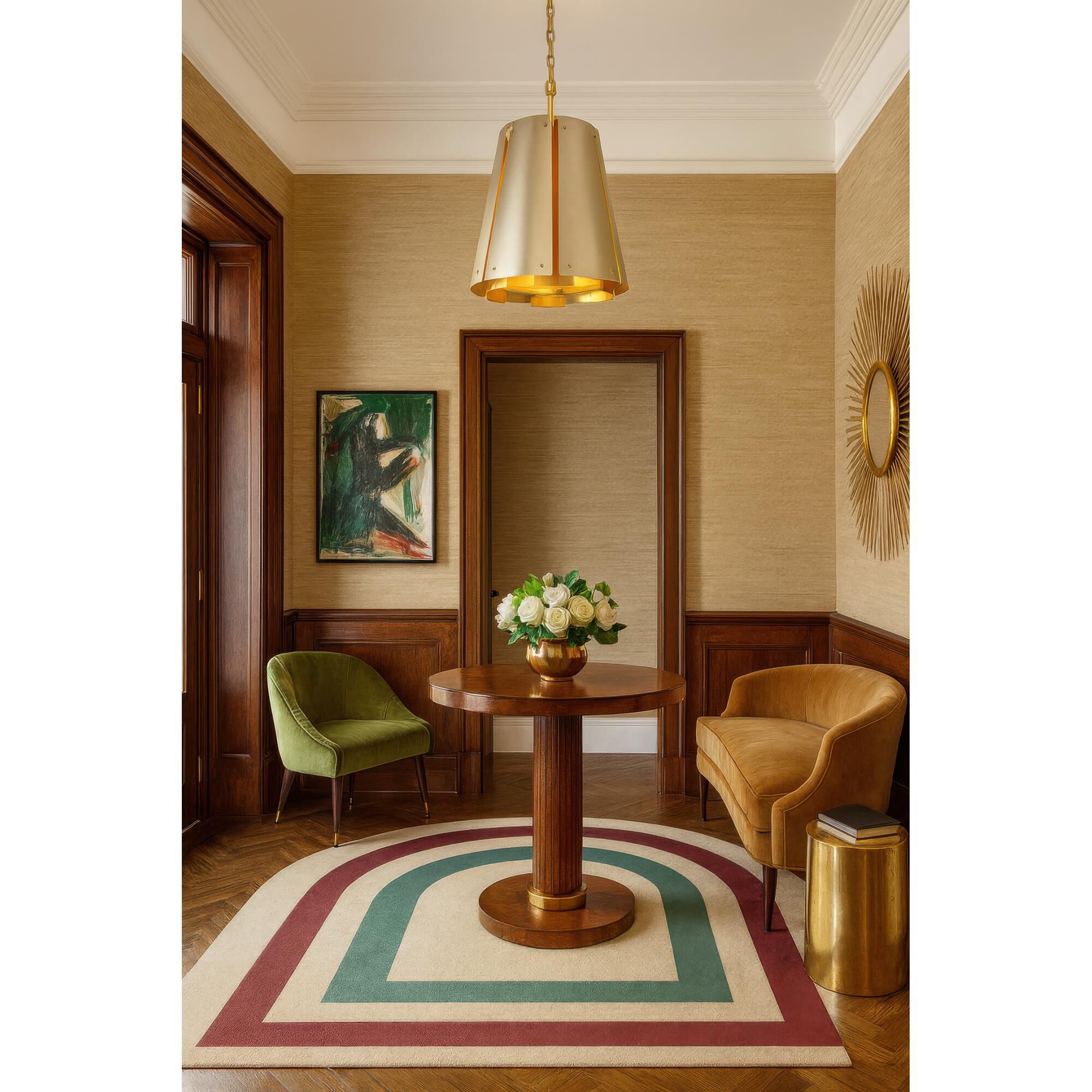 Shown in Gold and Brass finish and Gold shade