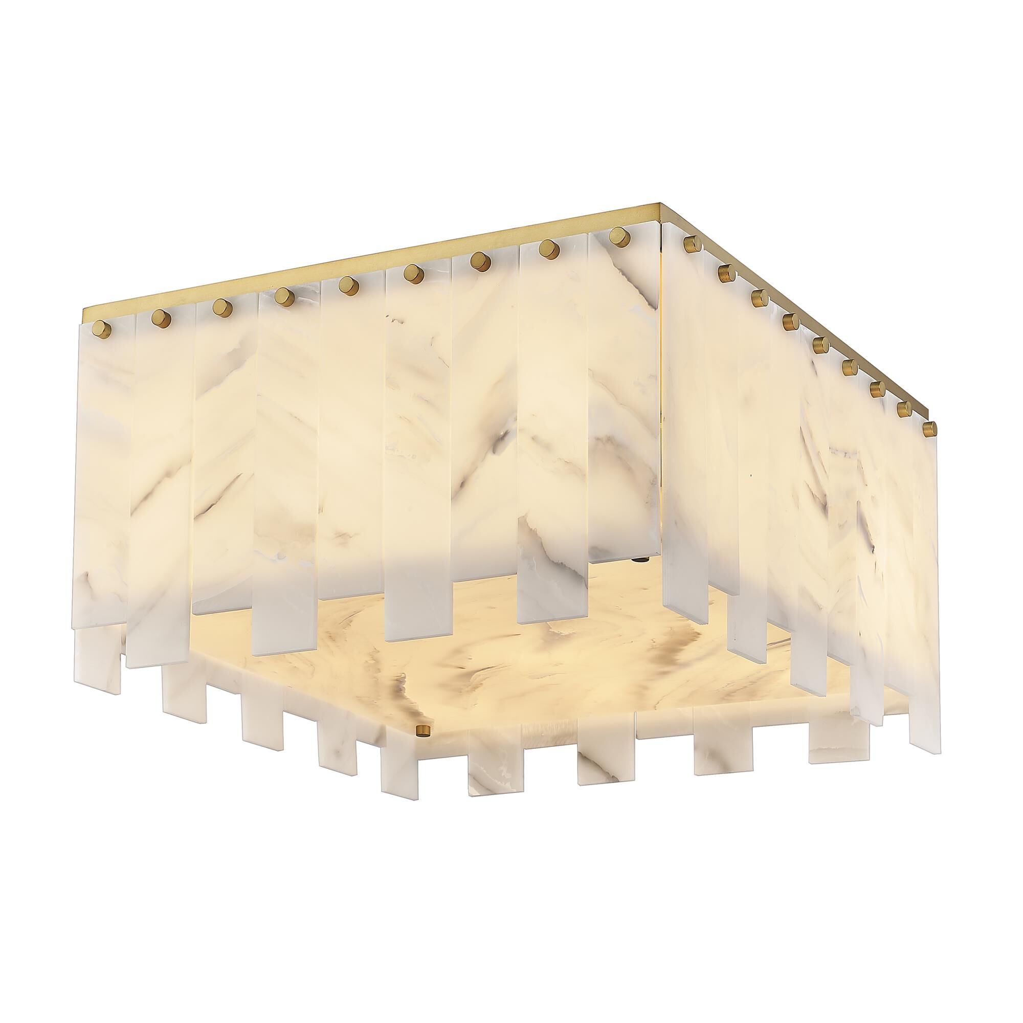Shown in Rubbed Brass finish and Alabaster Resin shade