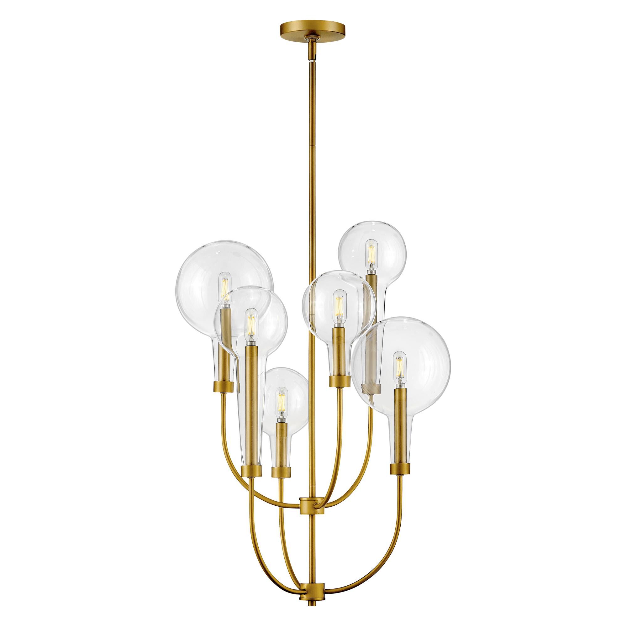 Shown in Lacquered Brass finish and Clear glass