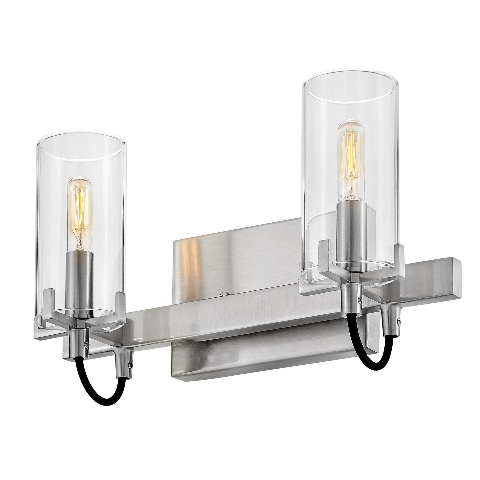 Shown in Brushed Nickel finish and Clear glass