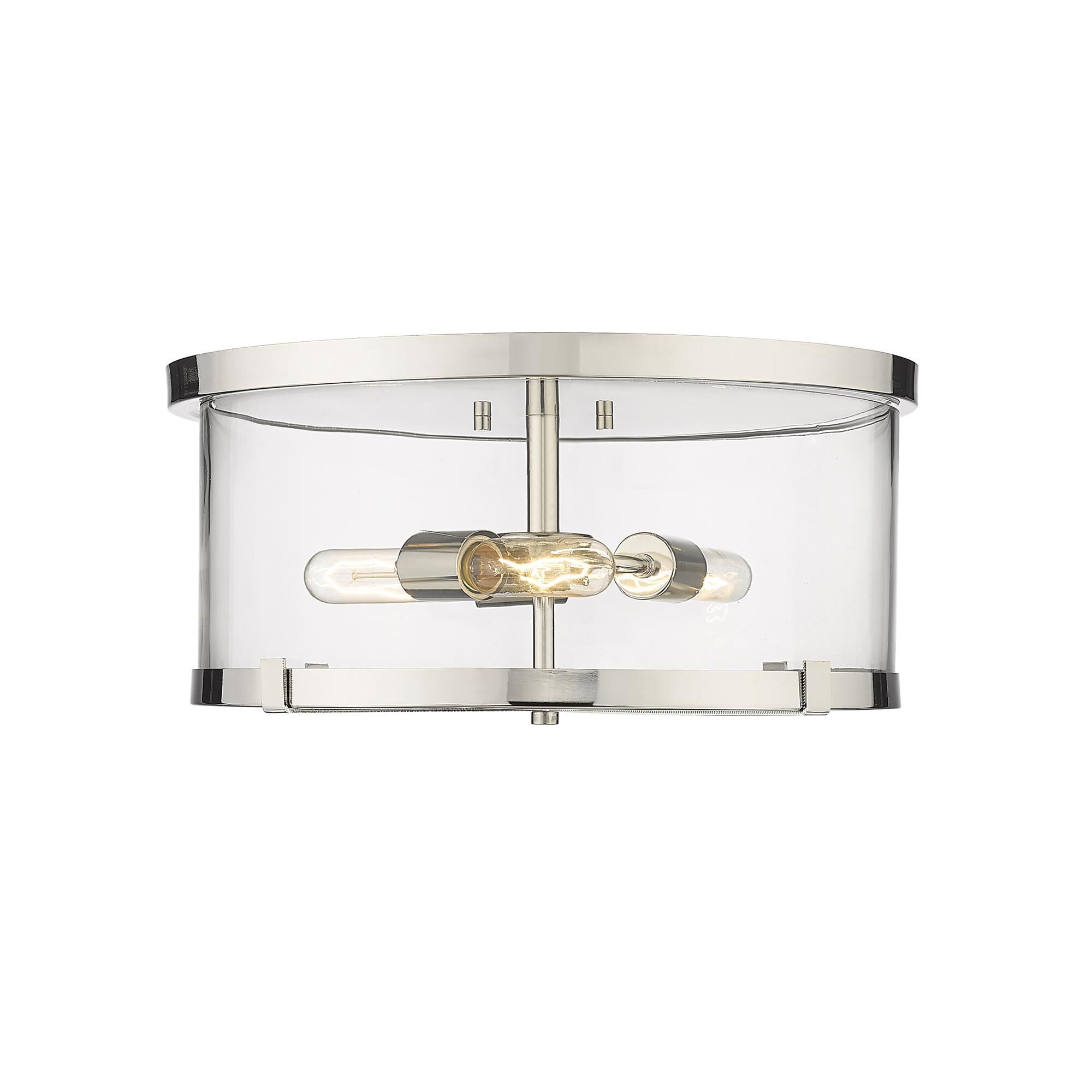 Shown in Polished Nickel finish and Glass shade