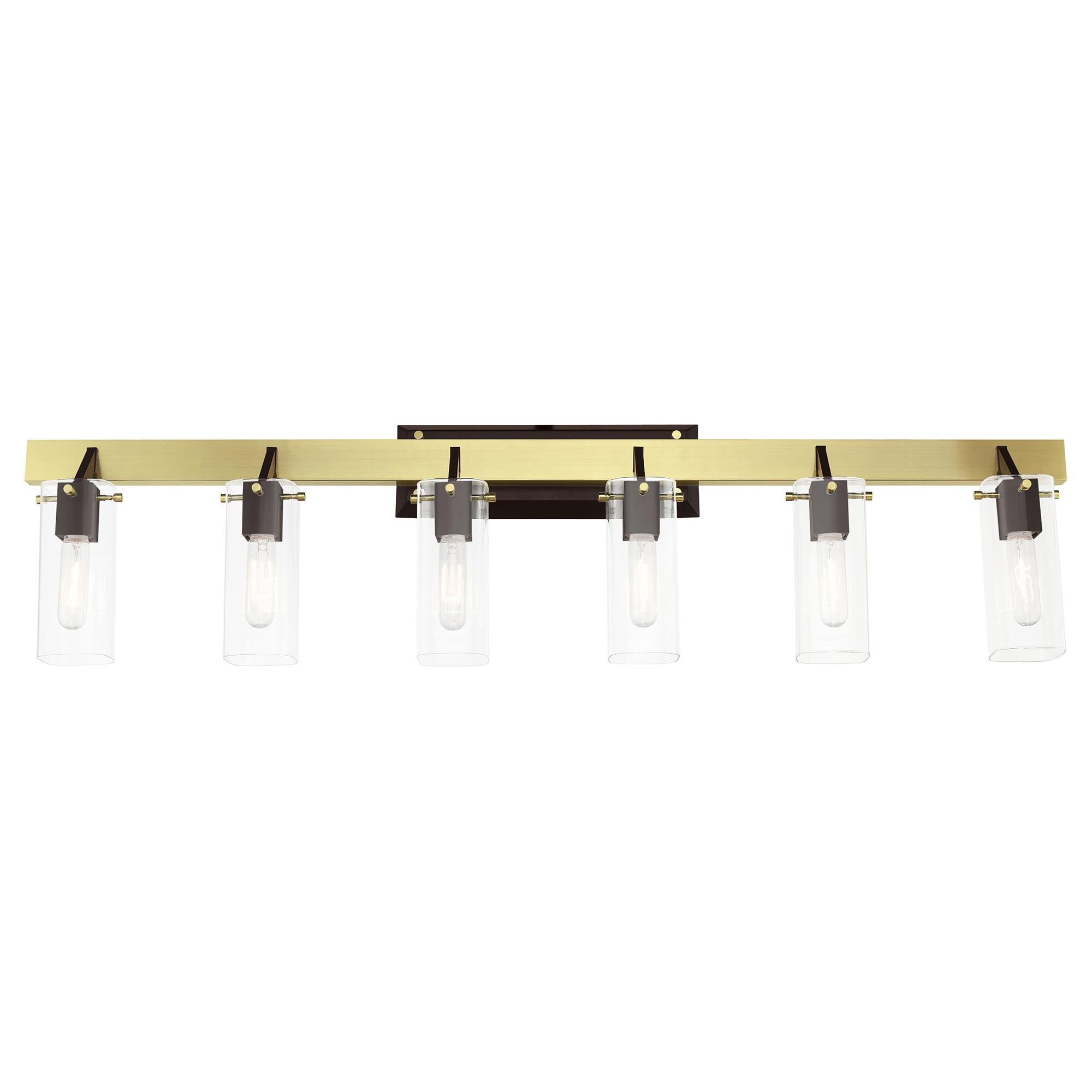 Shown in Satin Brass finish and Clear Square  With Rounded Corners glass