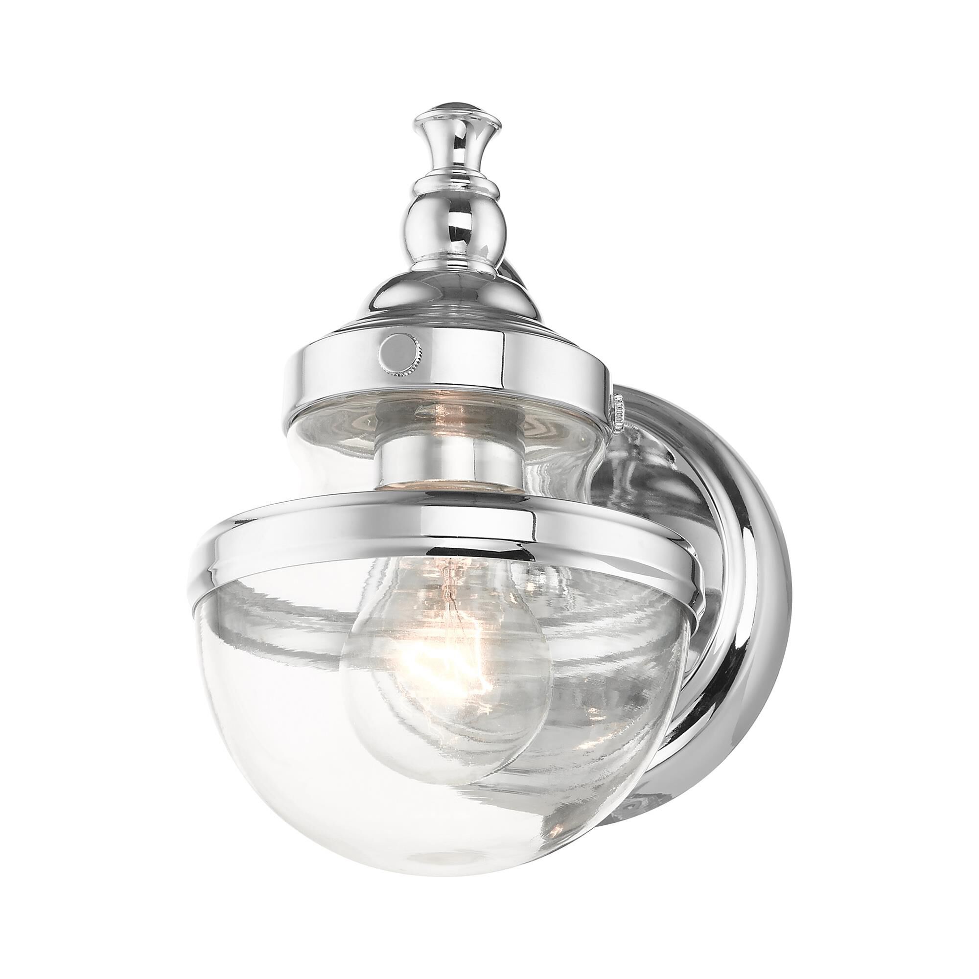 Shown in Polished Chrome finish and Hand Blown Clear glass and Hand Blown Clear Glass shade