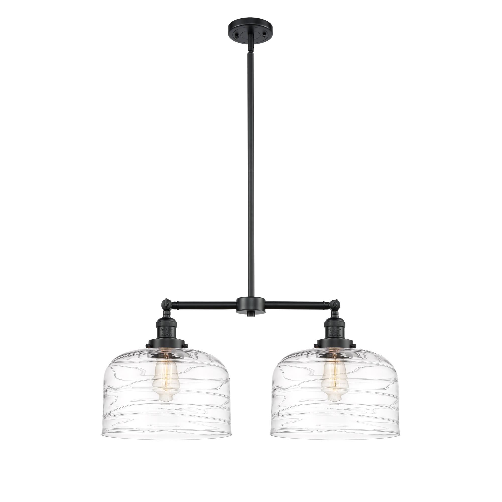 Shown in Oil Rubbed Bronze finish and Clear Deco Swirl X-Large Bell glass