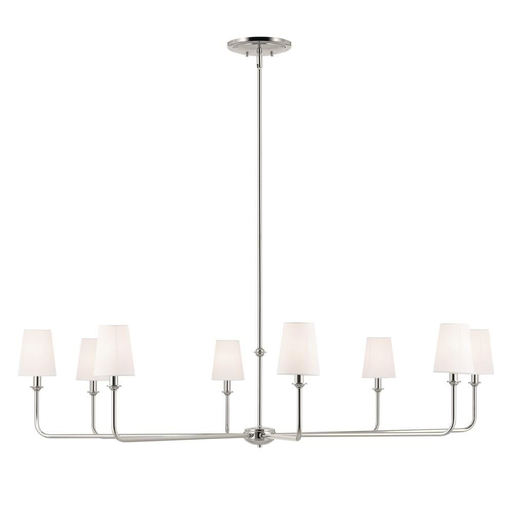 Shown in Polished Nickel finish and Fabric,Tapered shade