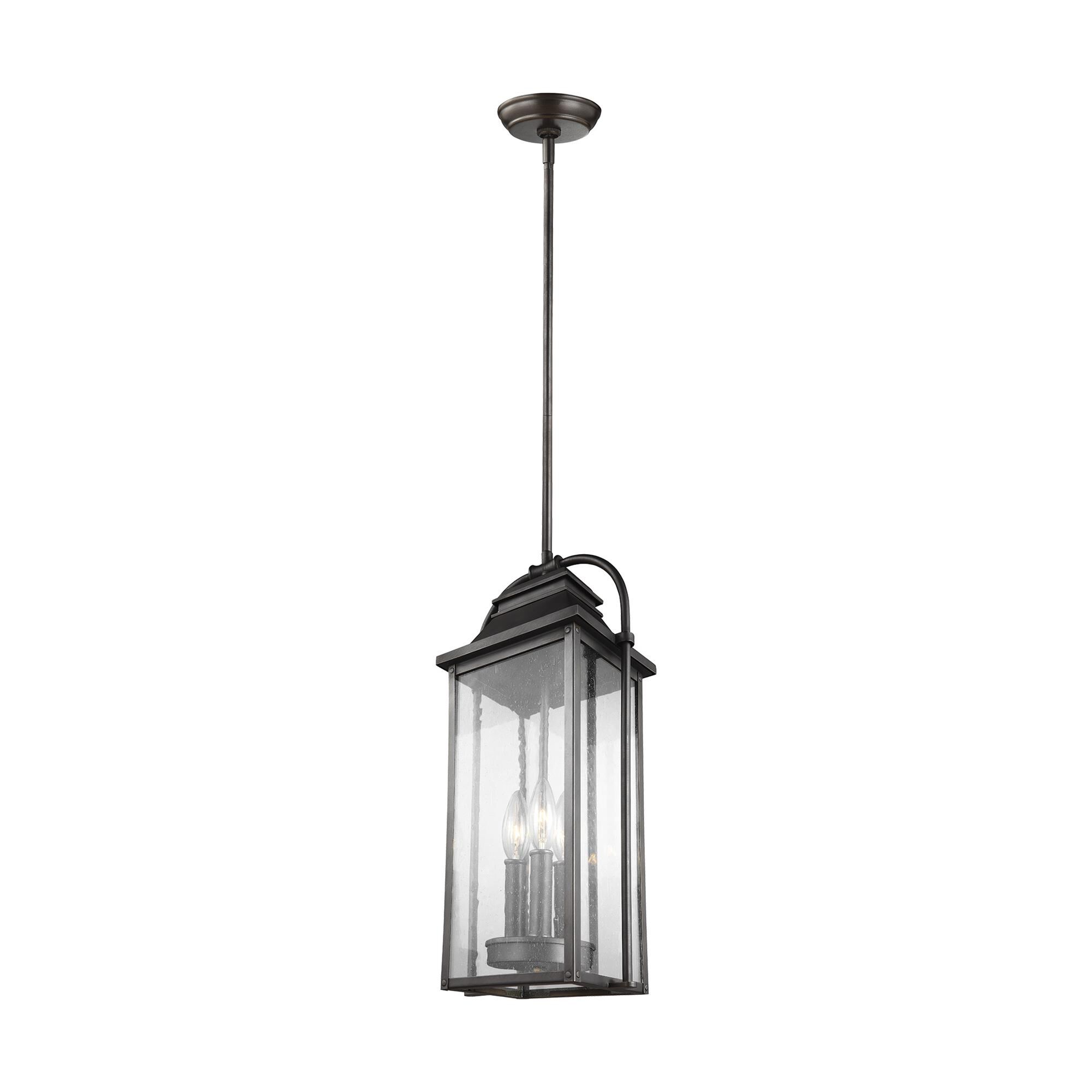 Shown in Antique Bronze finish and Clear Seeded Panels glass