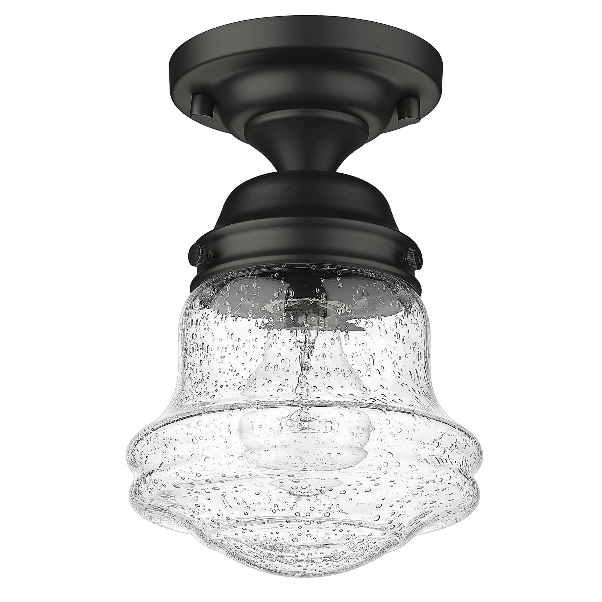 Shown in Matte Black finish and Clear Seedy glass