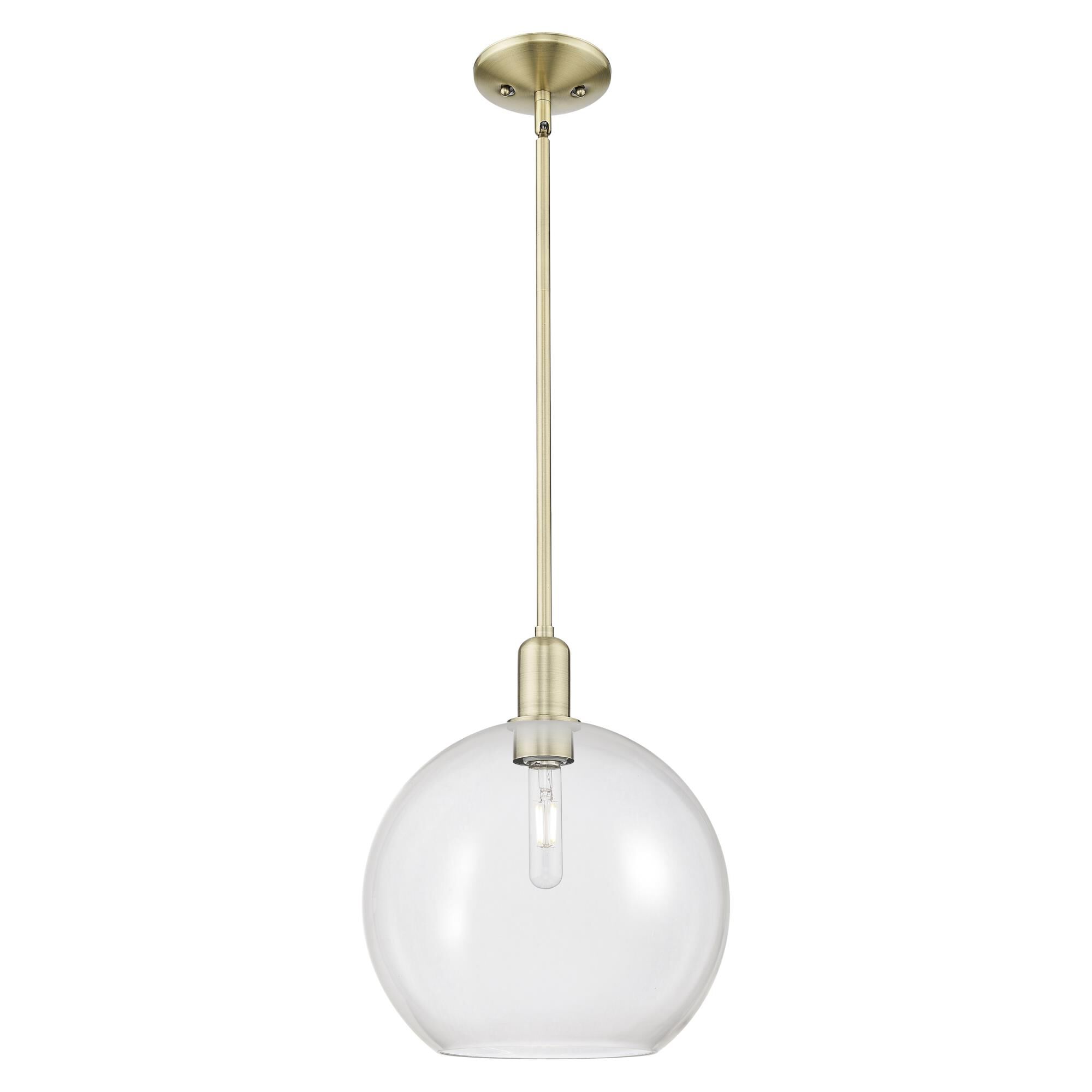 Shown in Antique Brass finish and Clear glass