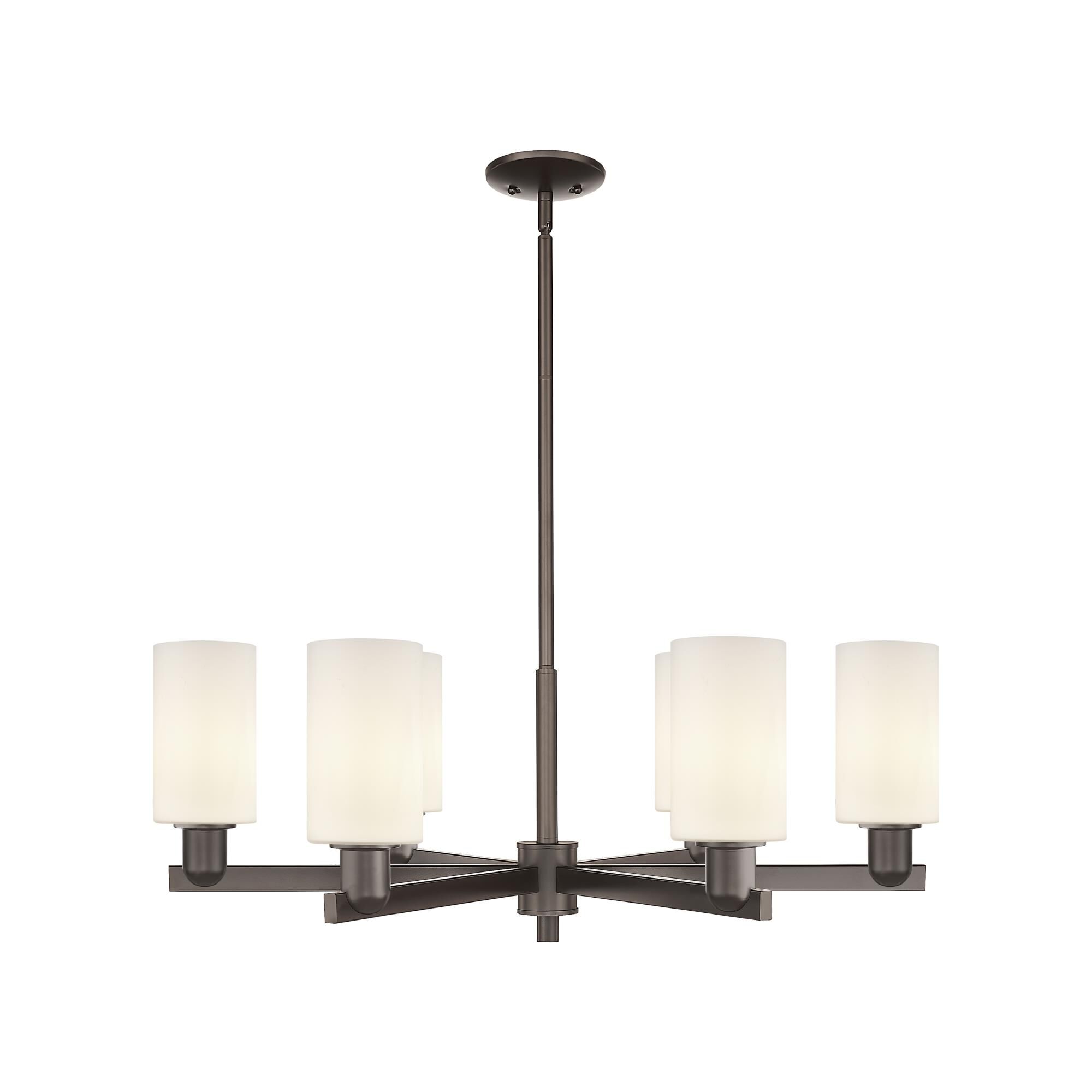 Shown in Oil Rubbed Bronze finish and Matte White glass