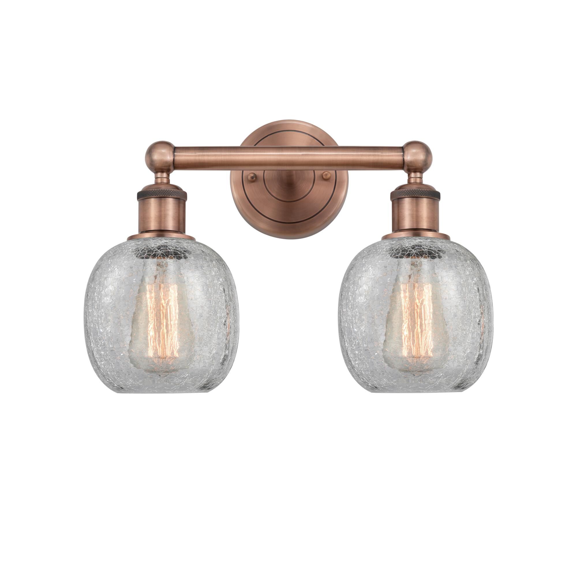Shown in Antique Copper finish and Clear Crackle glass