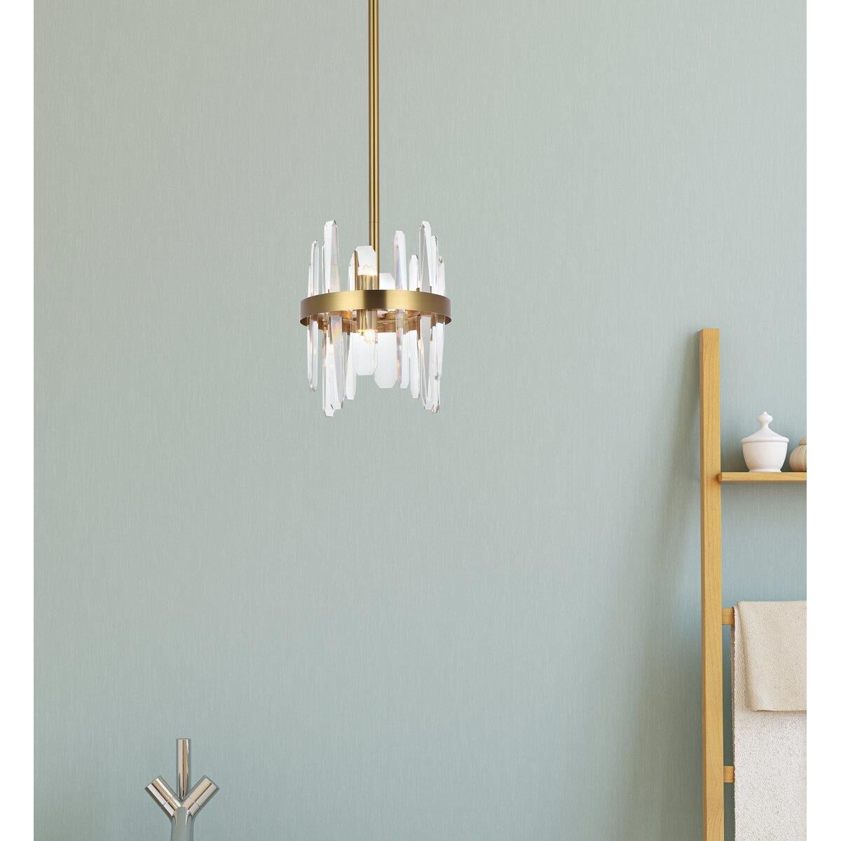 Shown in Satin Gold finish and Royal Cut Clear crystal