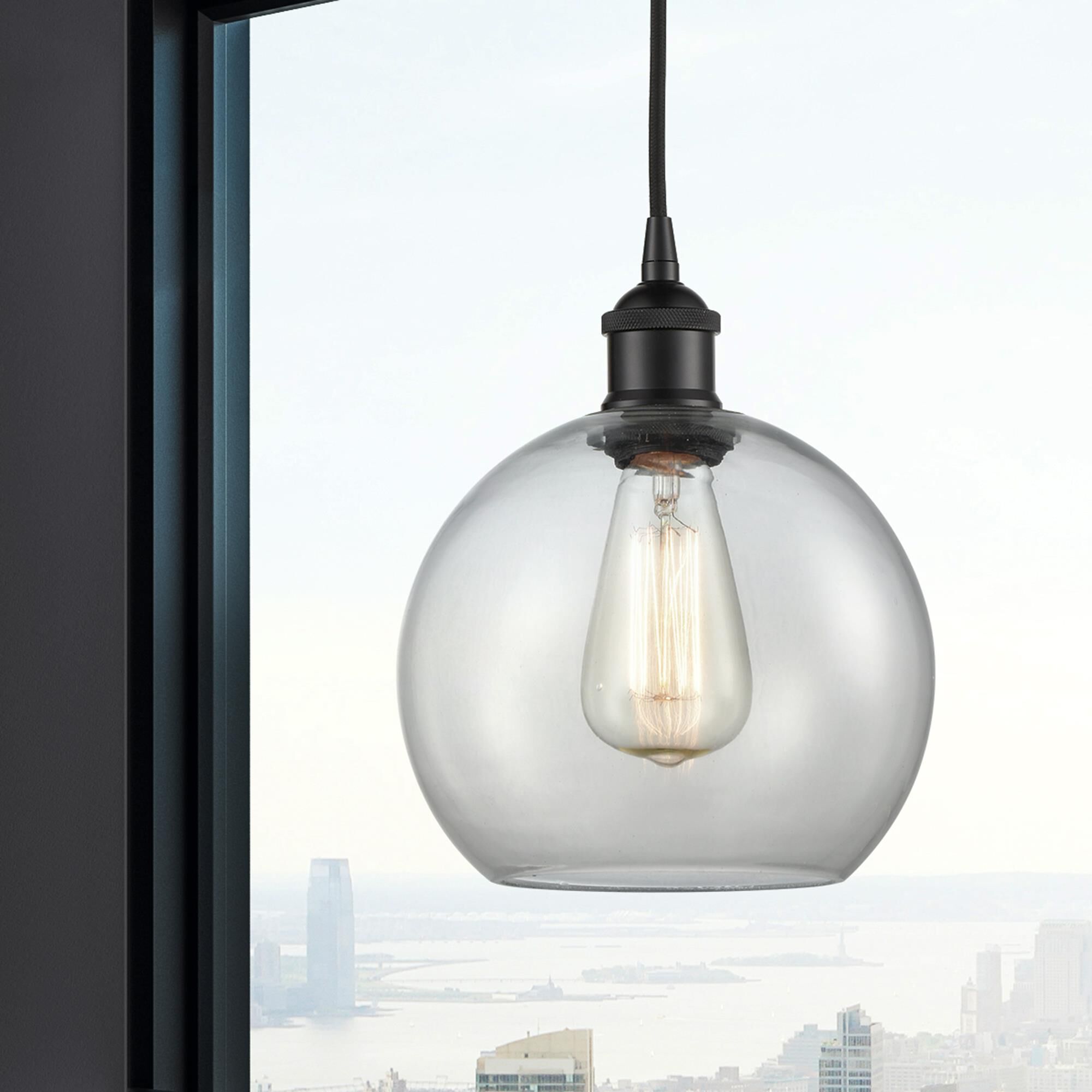 Shown in Matte Black finish and Clear glass