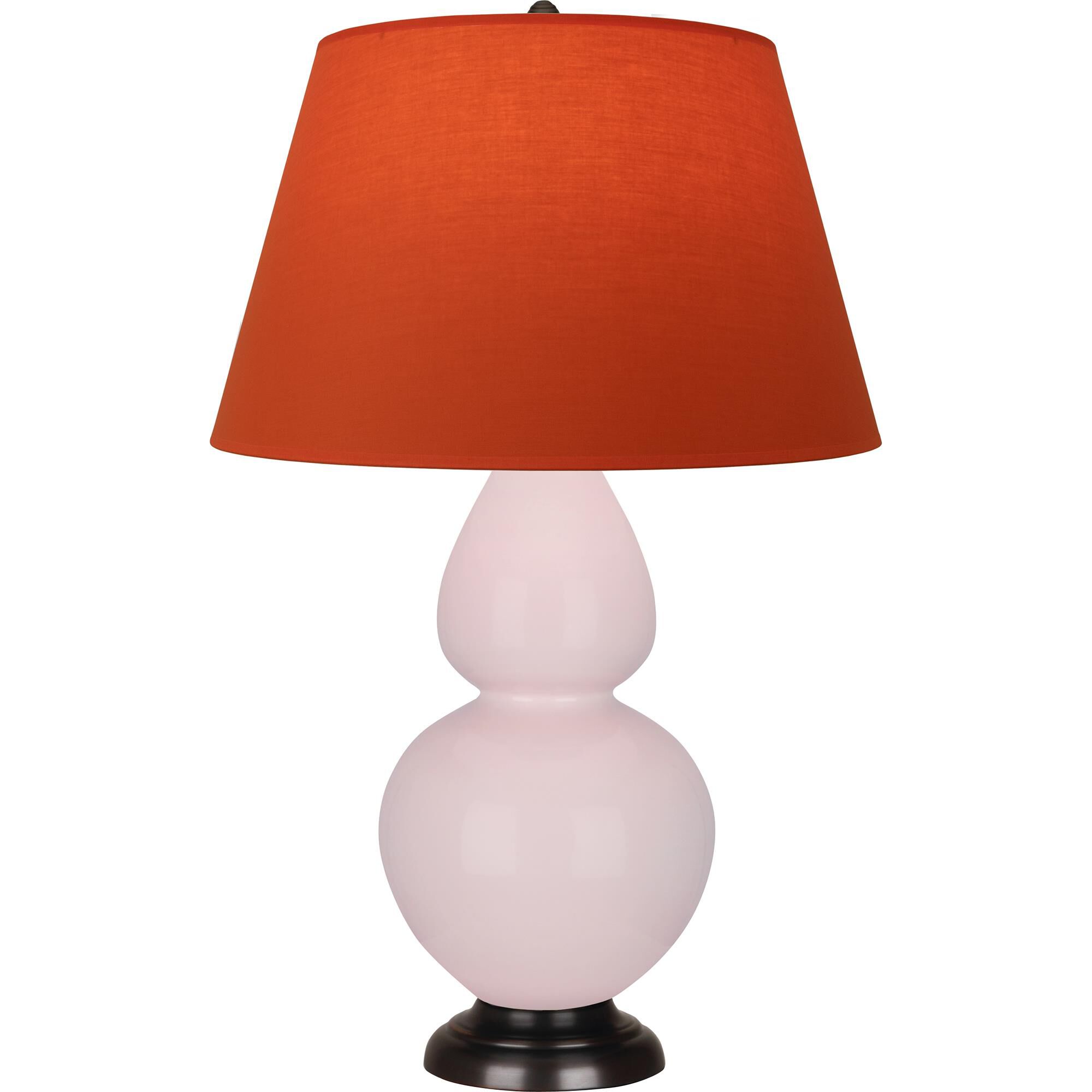 Shown in Rose Water Glazed finish and Tangerine and Taupe Lining shade and Deep Patina Bronze accent