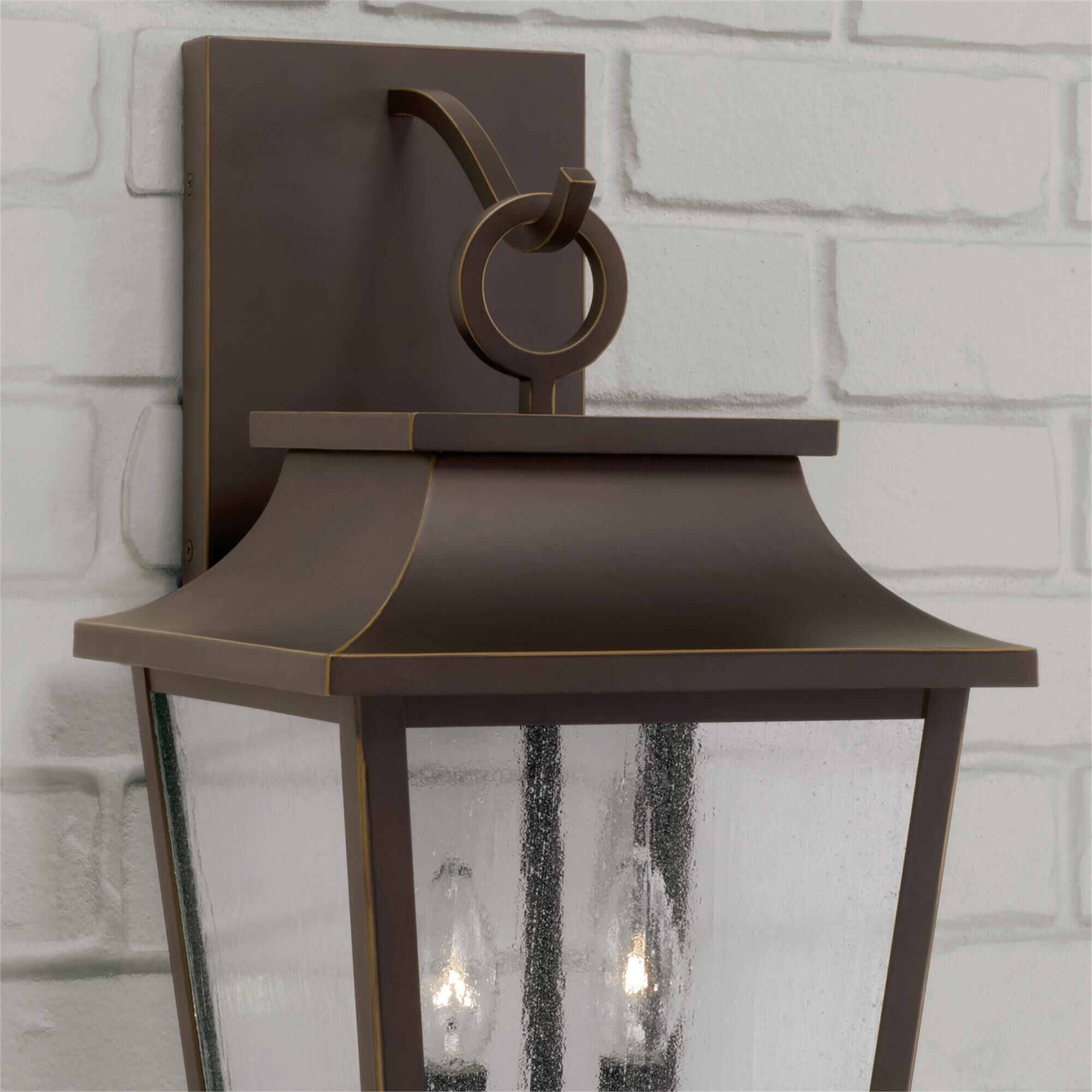 Shown in Oiled Bronze finish and Antiqued glass