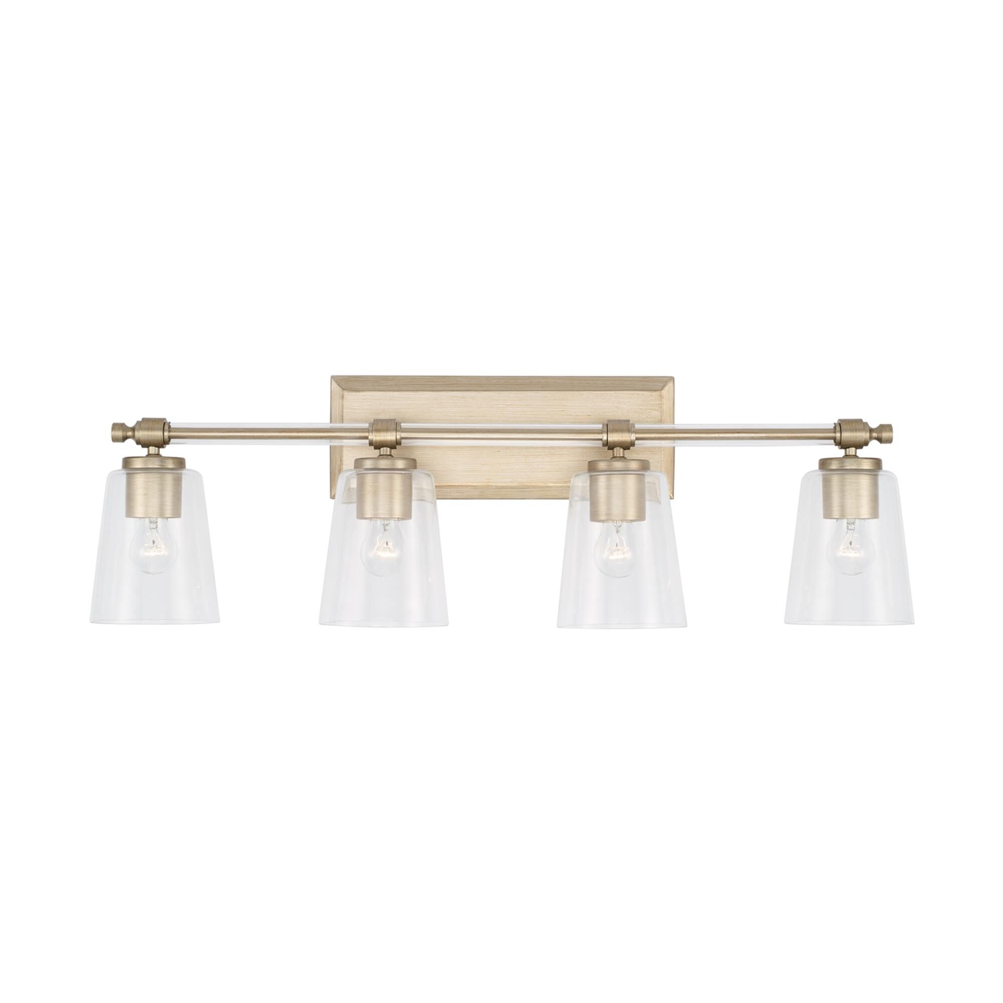 Shown in Brushed Champagne finish and Clear glass
