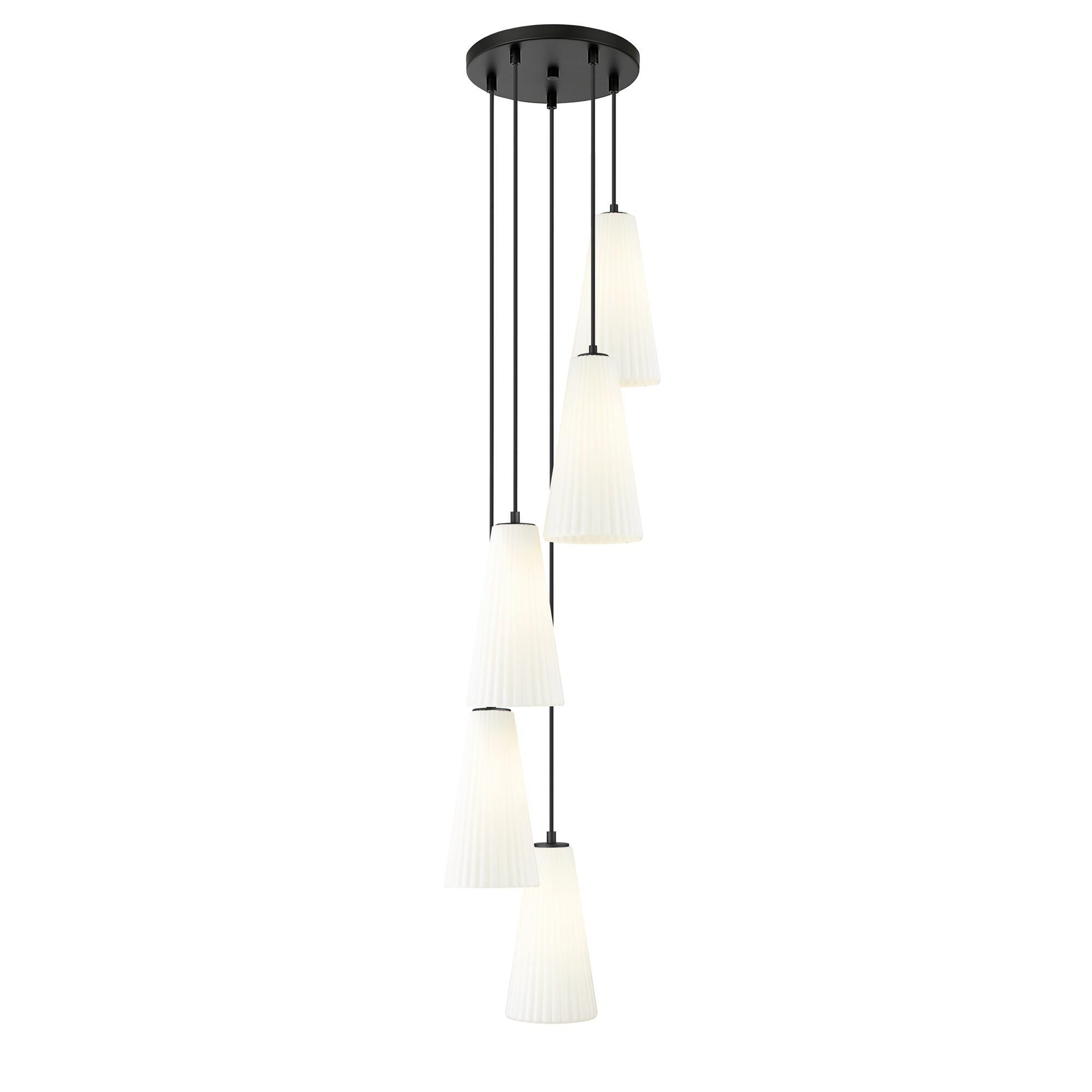 Shown in Matte Black finish and White glass and White shade