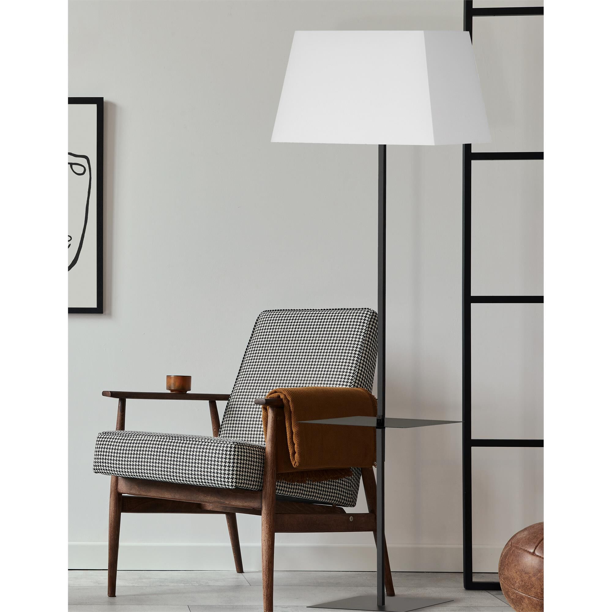 Shown in Matte Black finish and White shade