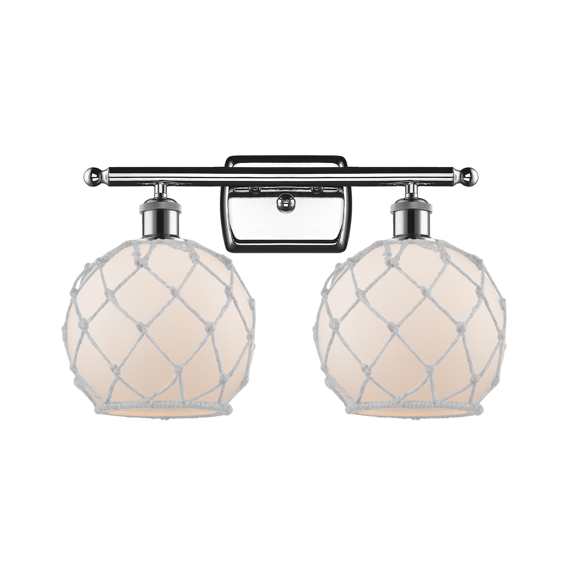 Shown in Polished Chrome finish and White With White Rope glass
