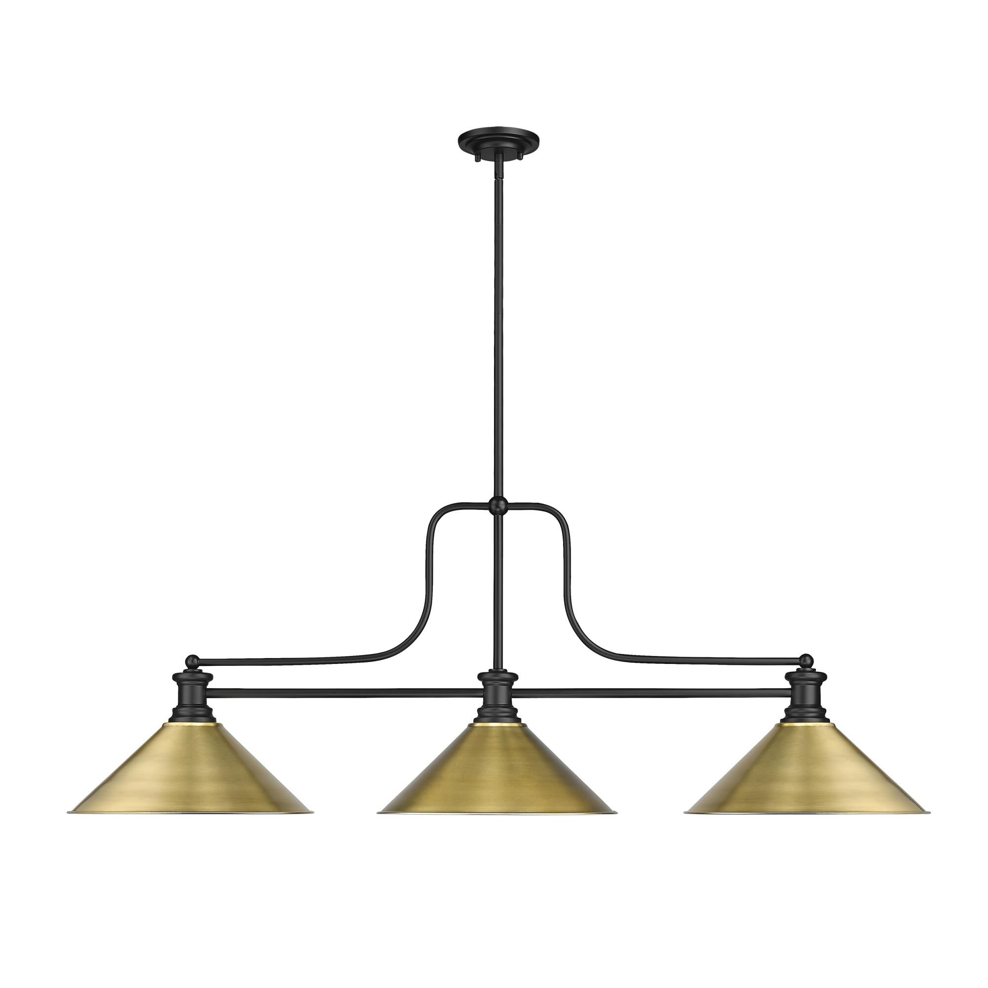 Shown in Matte Black finish and Rubbed Brass shade
