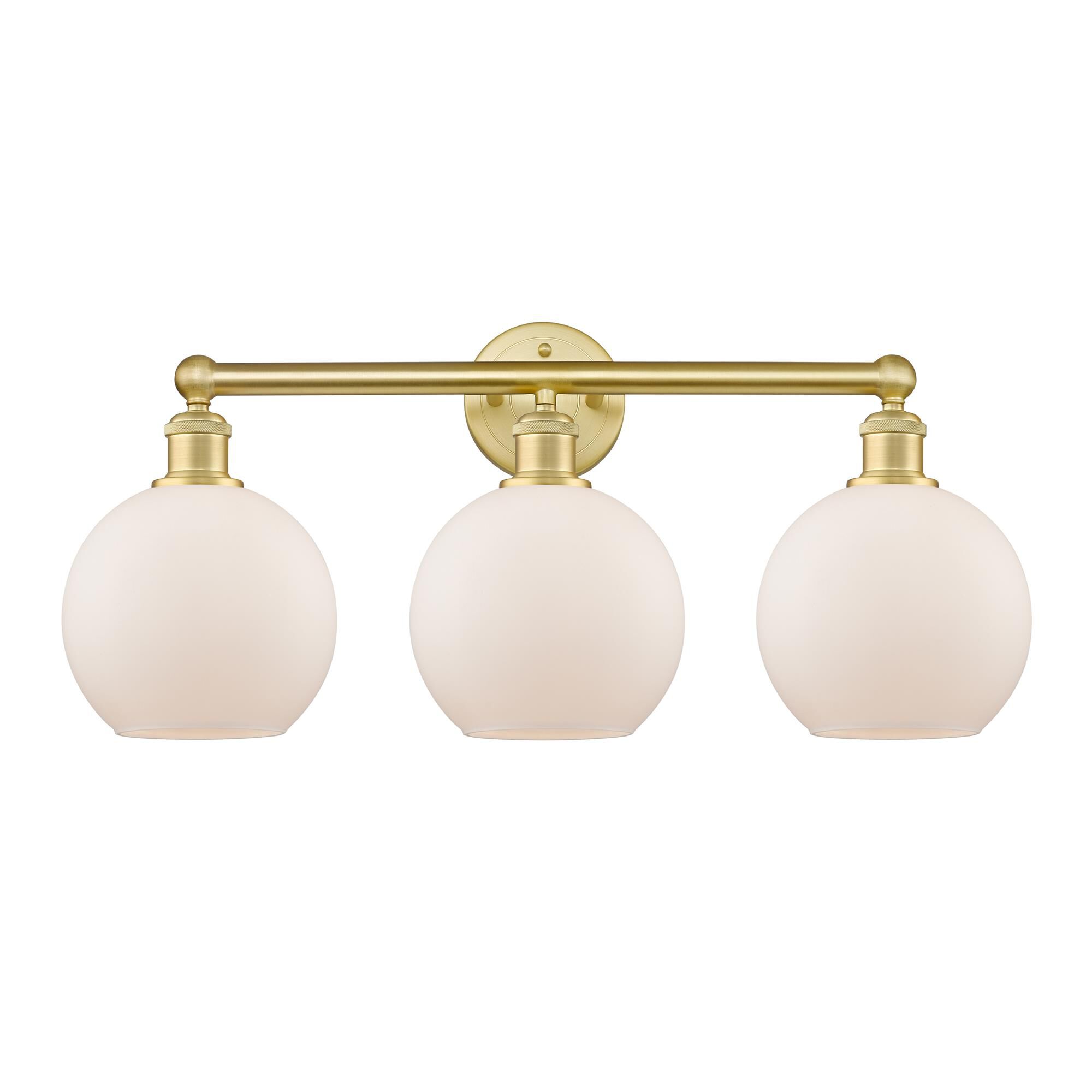 Shown in Satin Gold finish and Matte White glass
