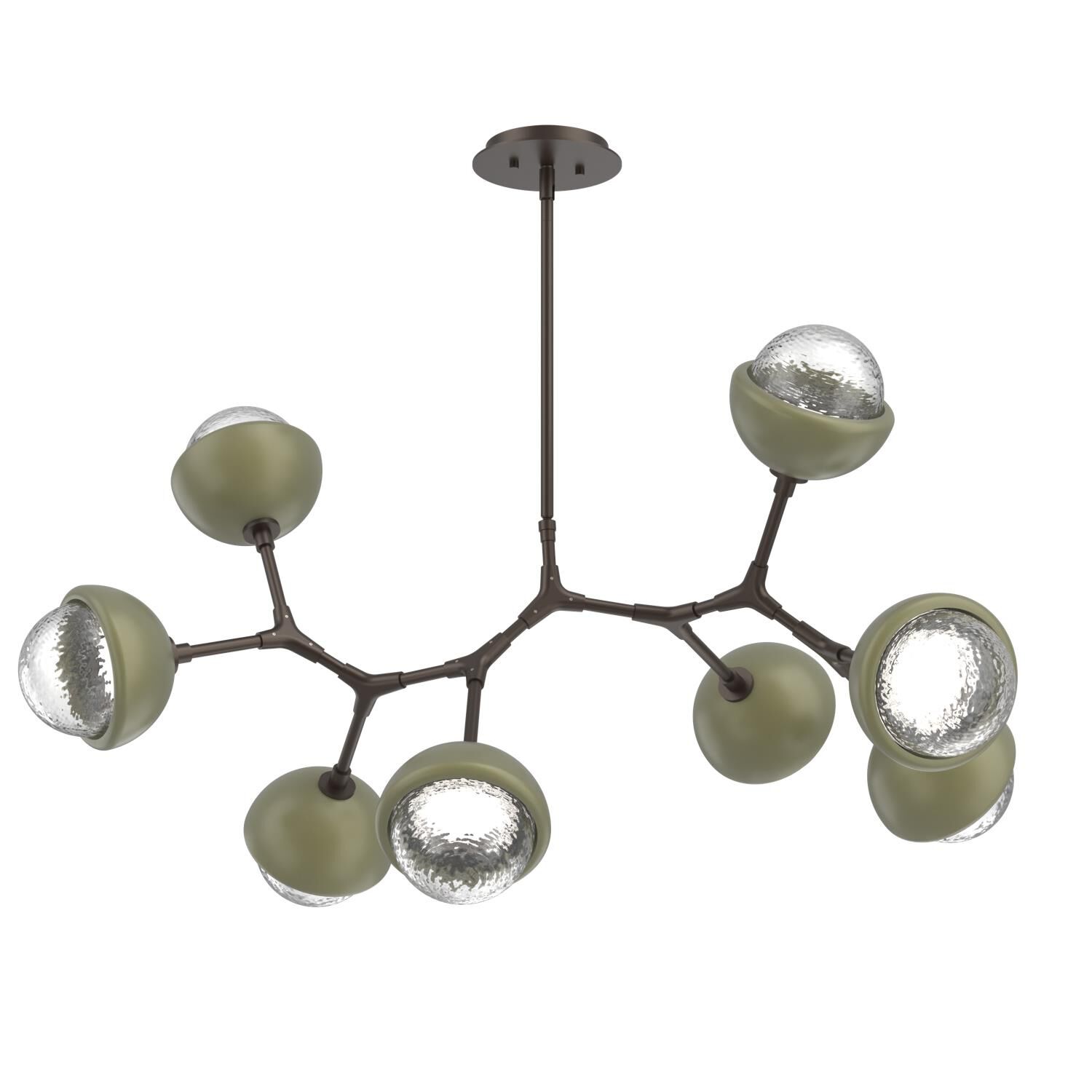 Shown in Flat Bronze finish and Clear glass and Sage Green accent