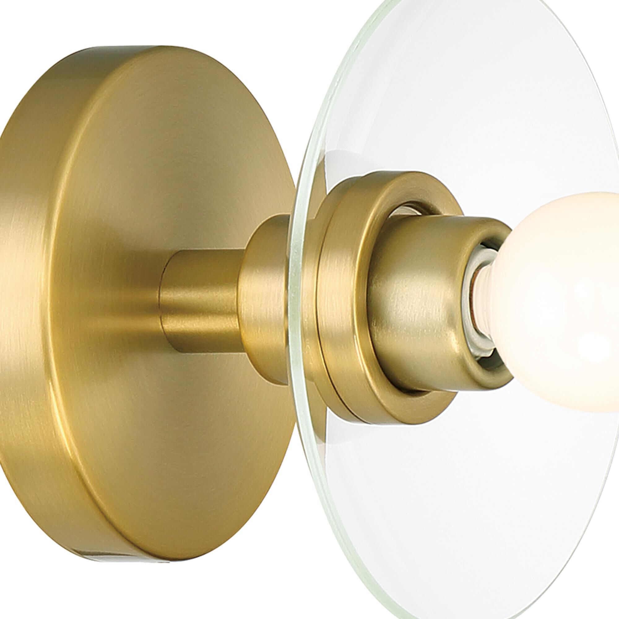 Shown in Brushed Gold finish and Clear glass