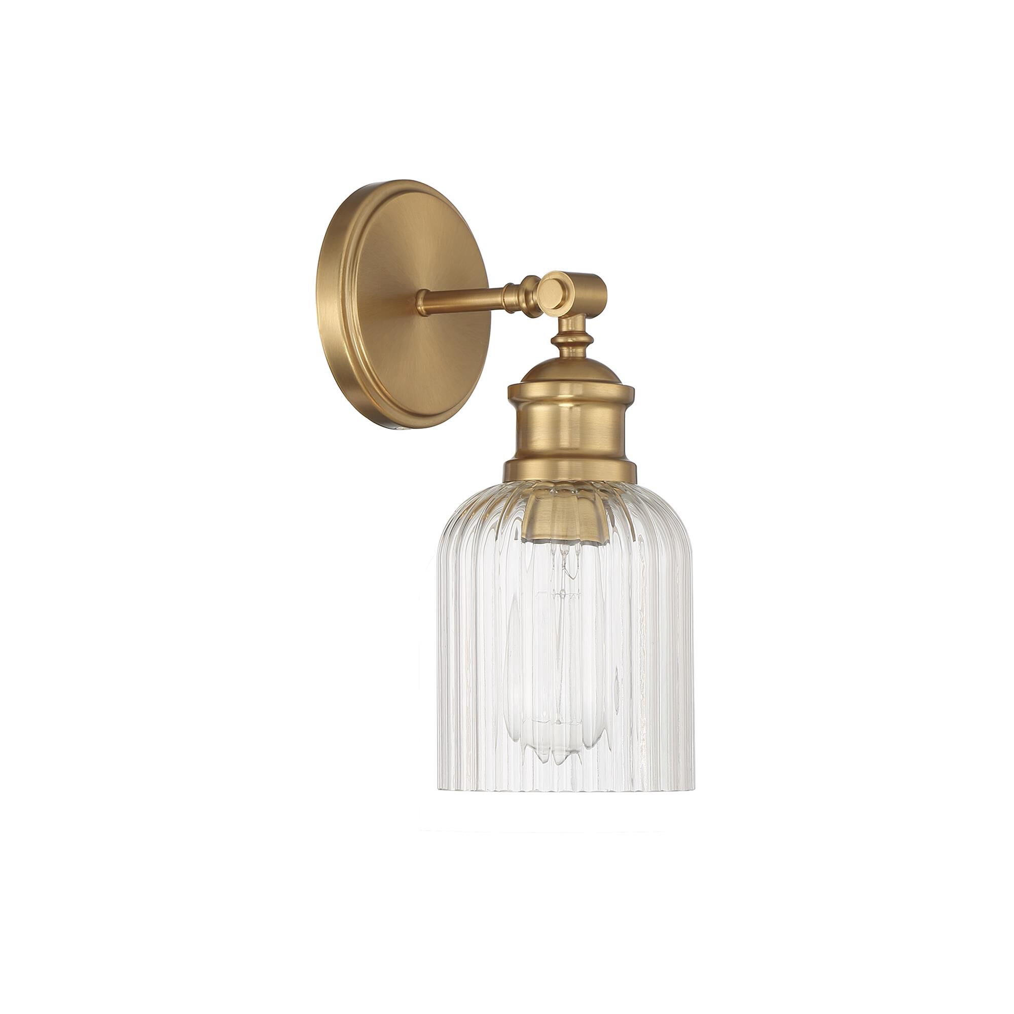 Shown in Natural Brass finish and Ribbed glass