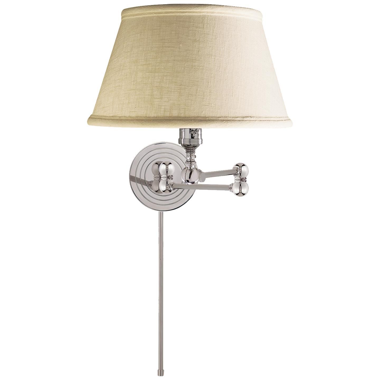 Shown in Polished Nickel finish and Linen shade