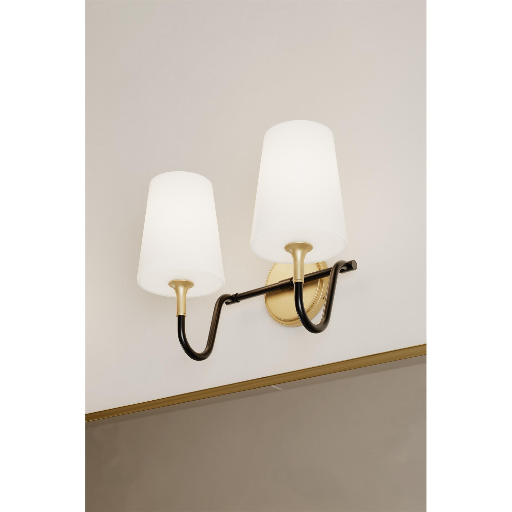 Shown in Legacy Brass finish and Etched White glass