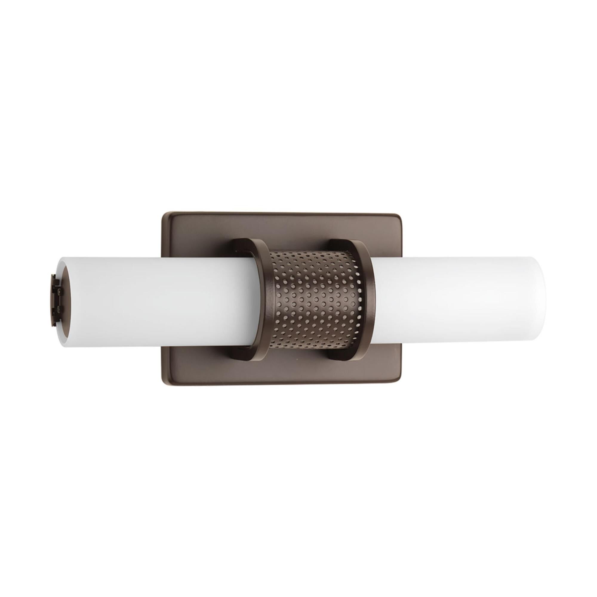 Shown in Architectural Bronze finish and Etched White glass