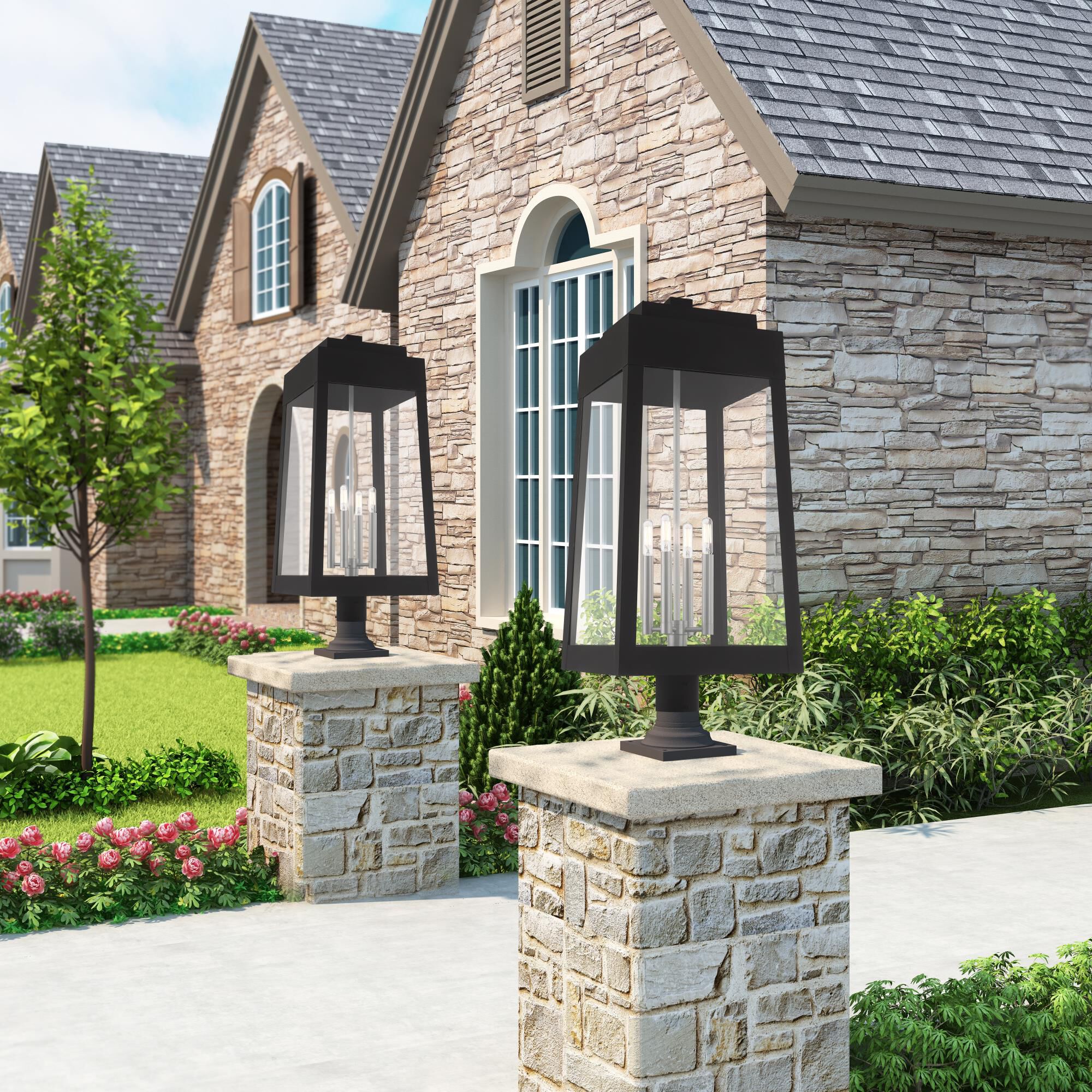 Shown in Black finish and Clear glass