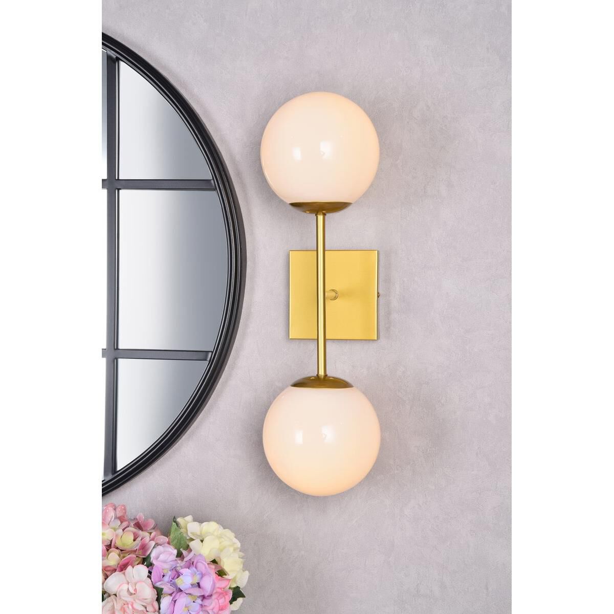 Shown in Brass finish and White glass