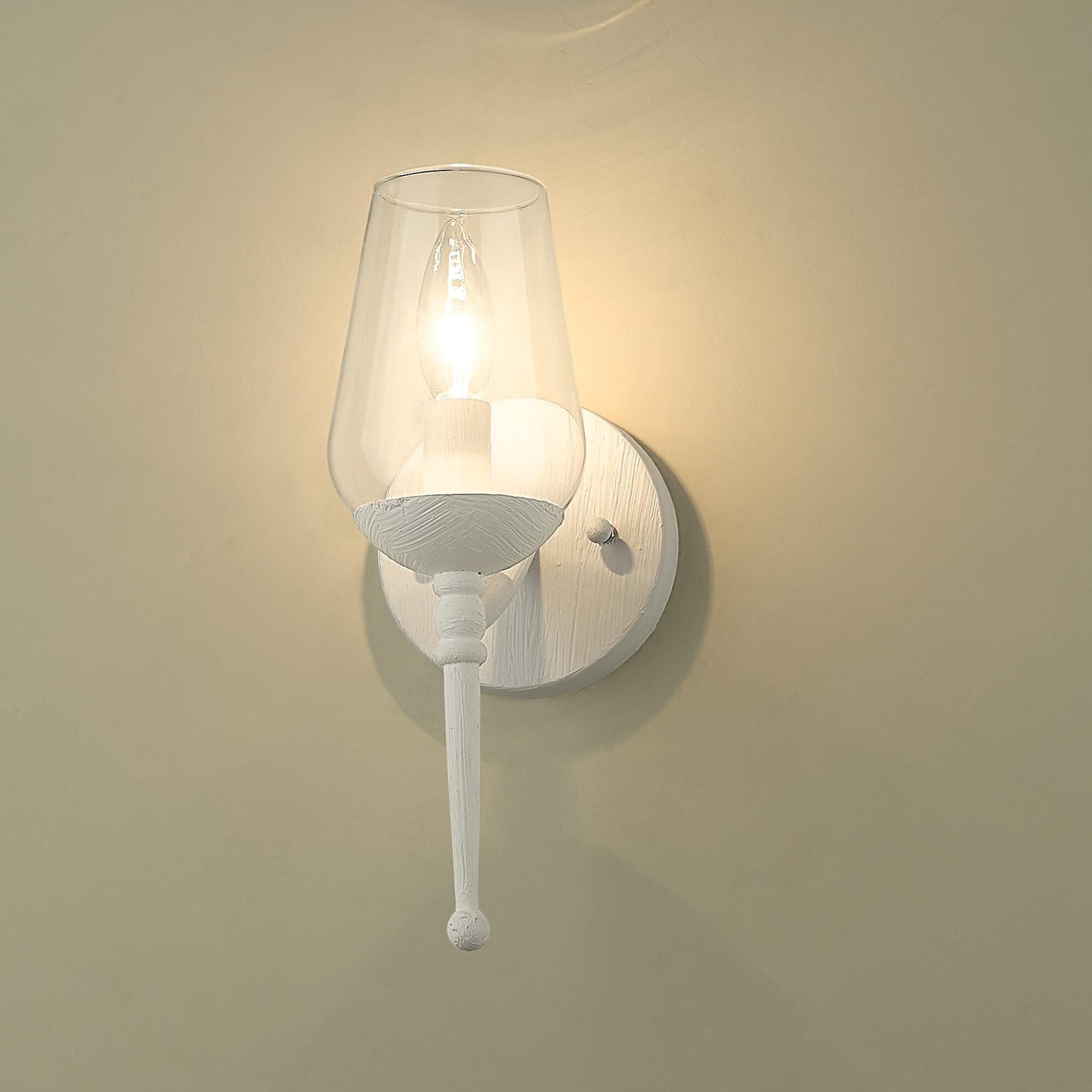 Shown in Textured White Plaster finish and Clear glass