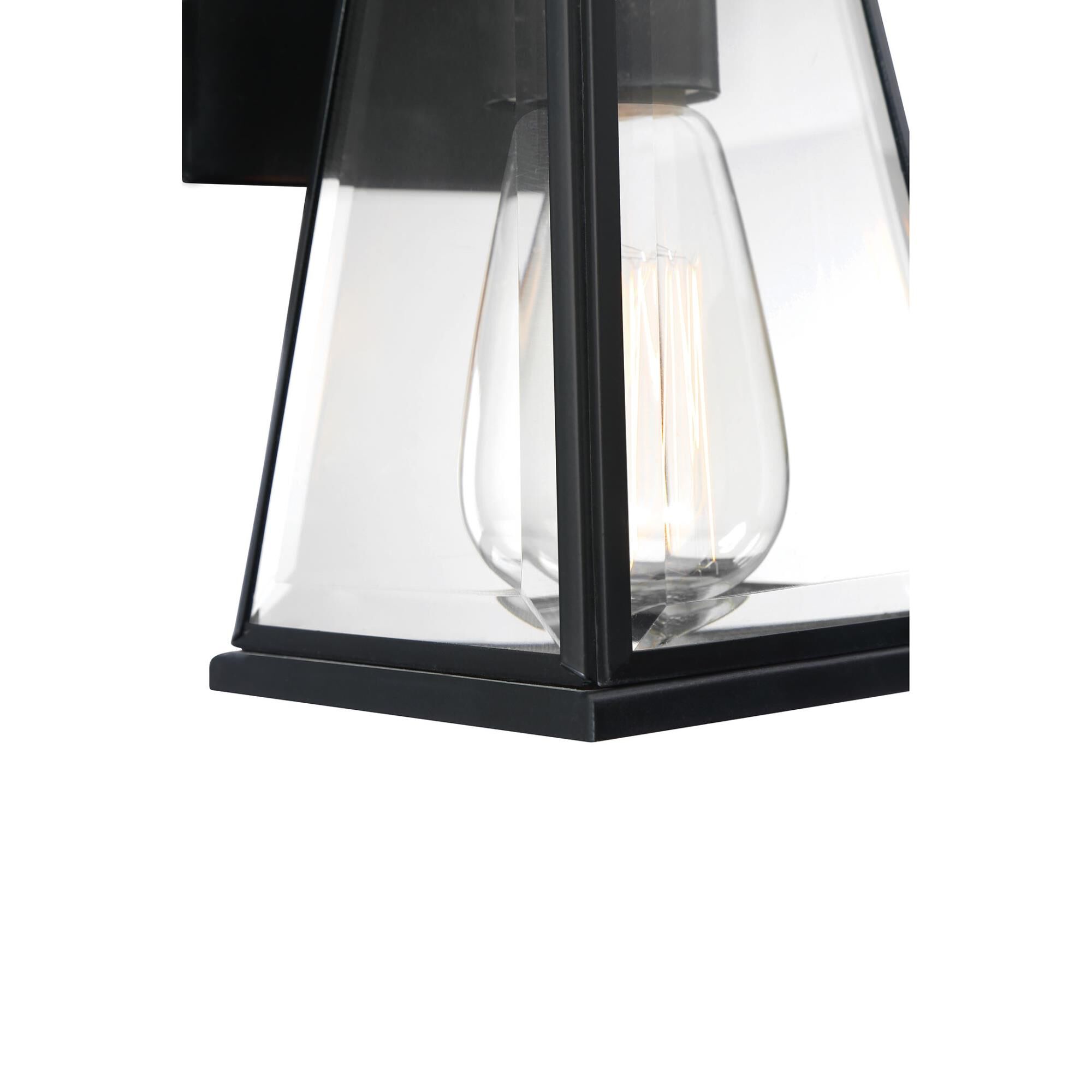 Shown in Matte Black finish and Clear Beveled Glass shade