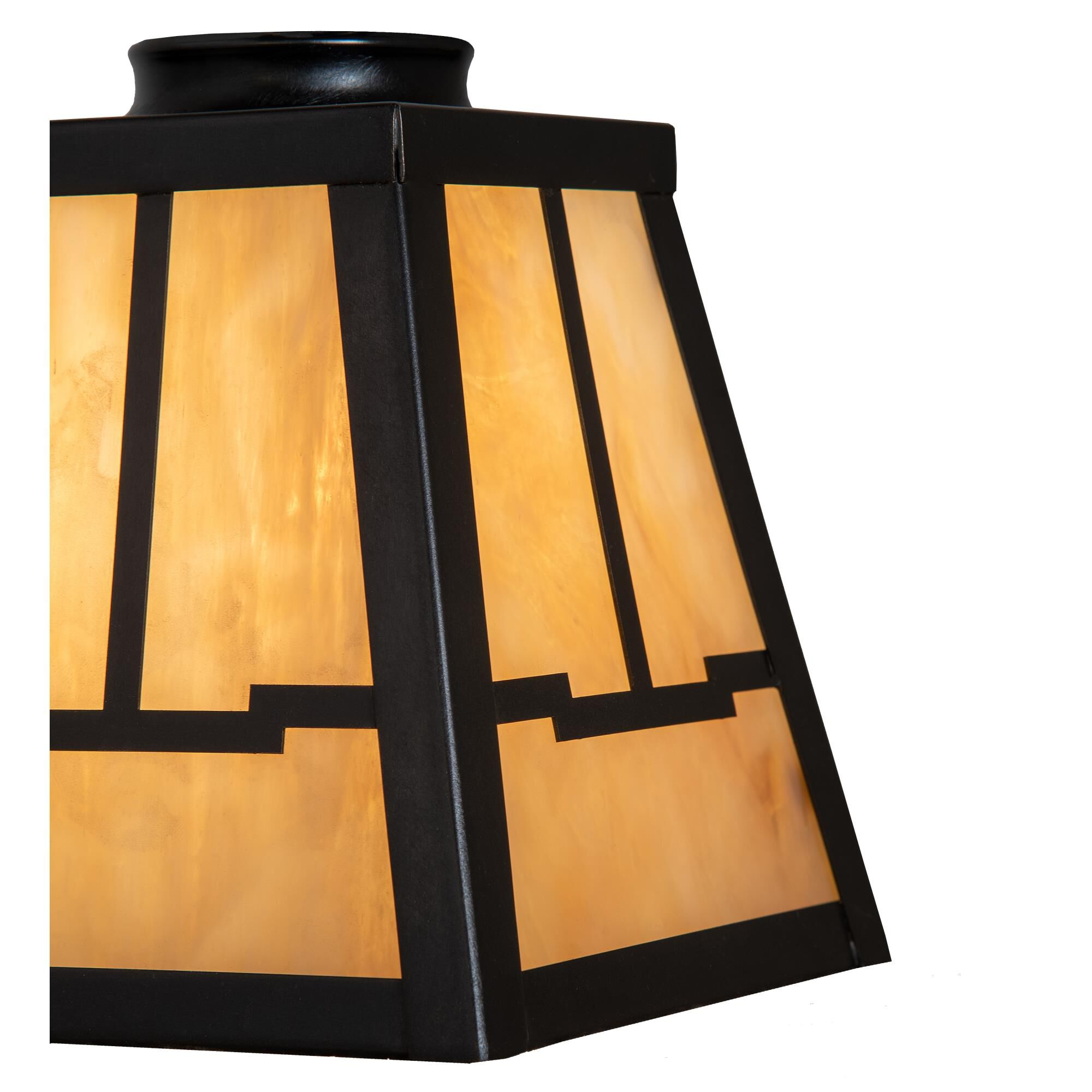 Shown in Craftsman Brown Finish finish and Beige glass