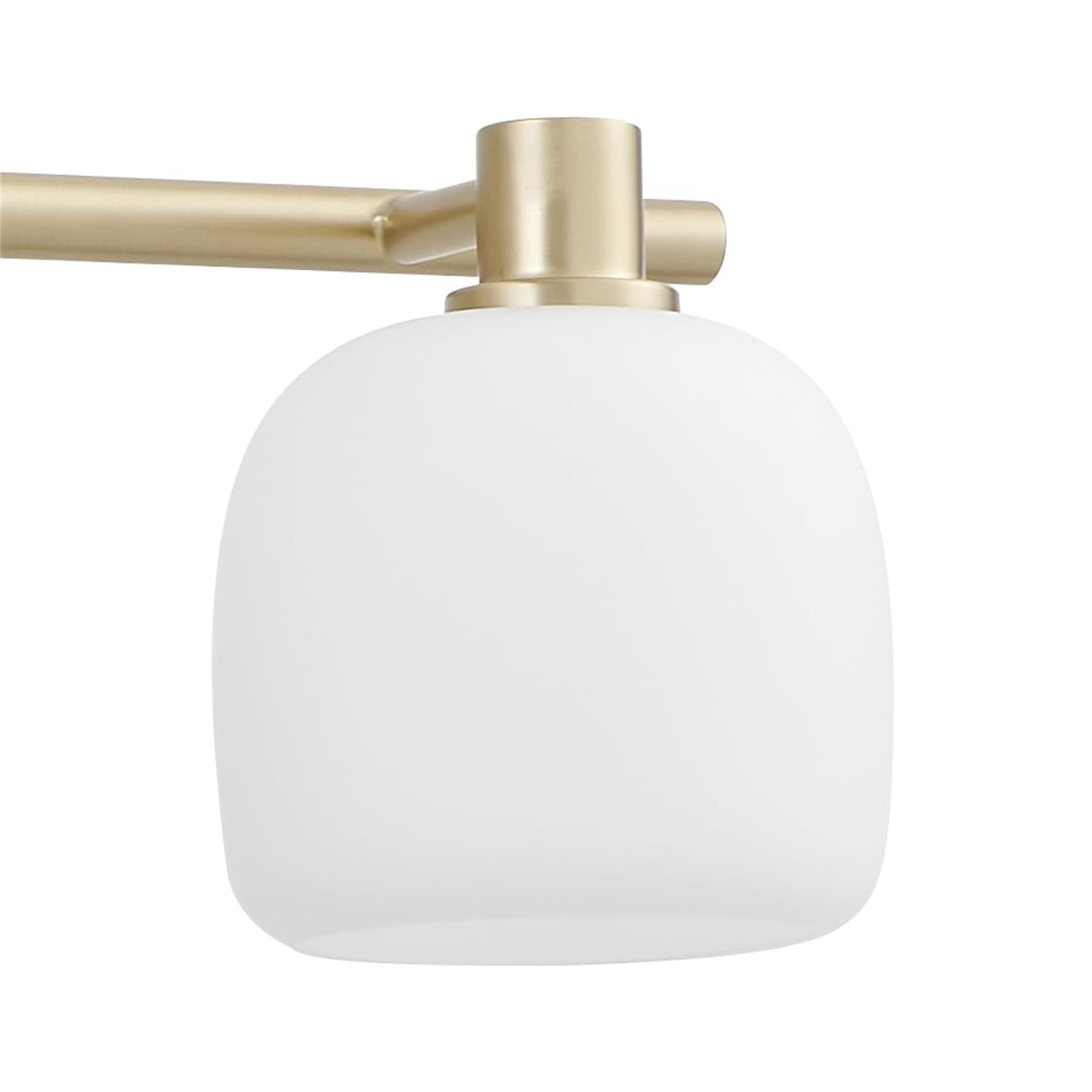 Shown in Champagne Gold finish and Etched Opal glass